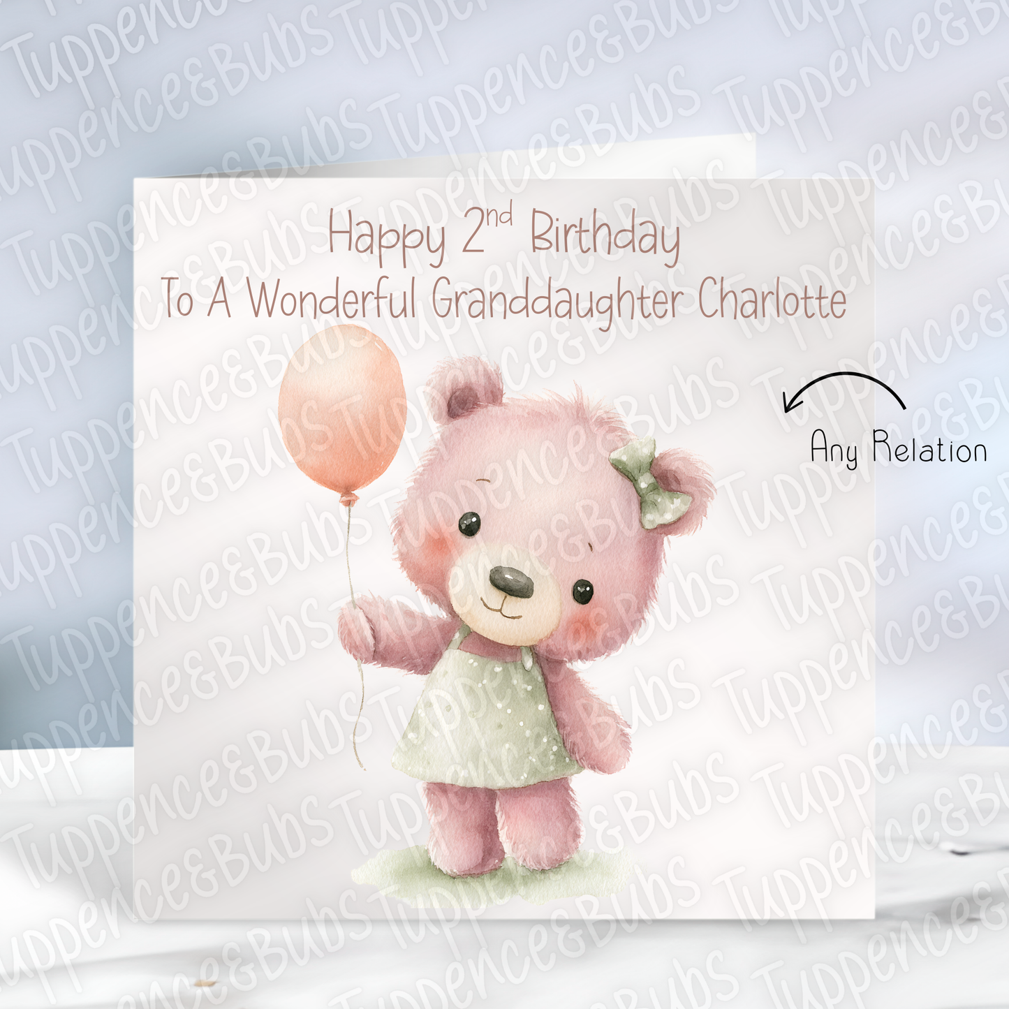 Cute Teddy Bear With Balloon Card - 4 Designs