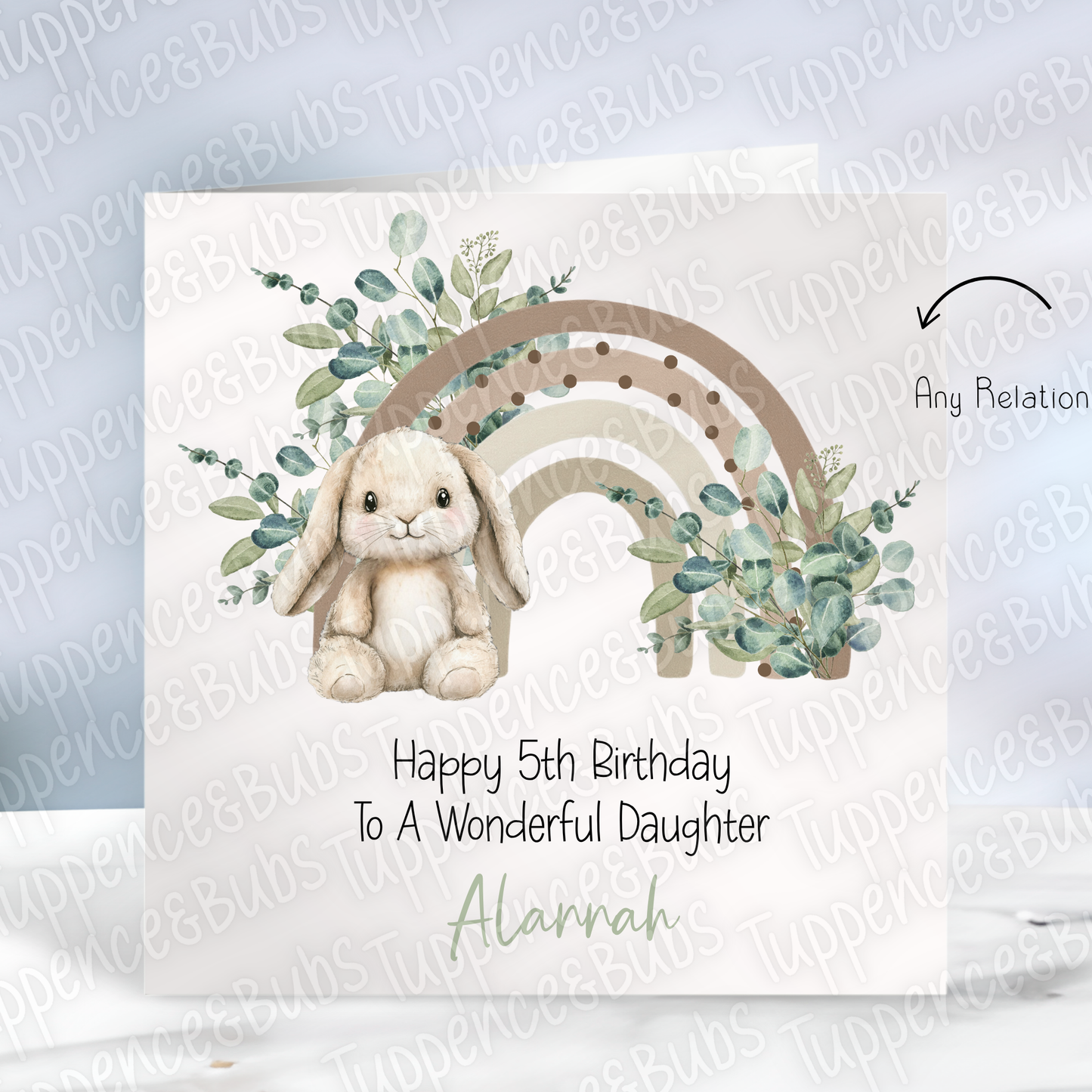 Cute Rainbow Bunny Card - 5 Designs