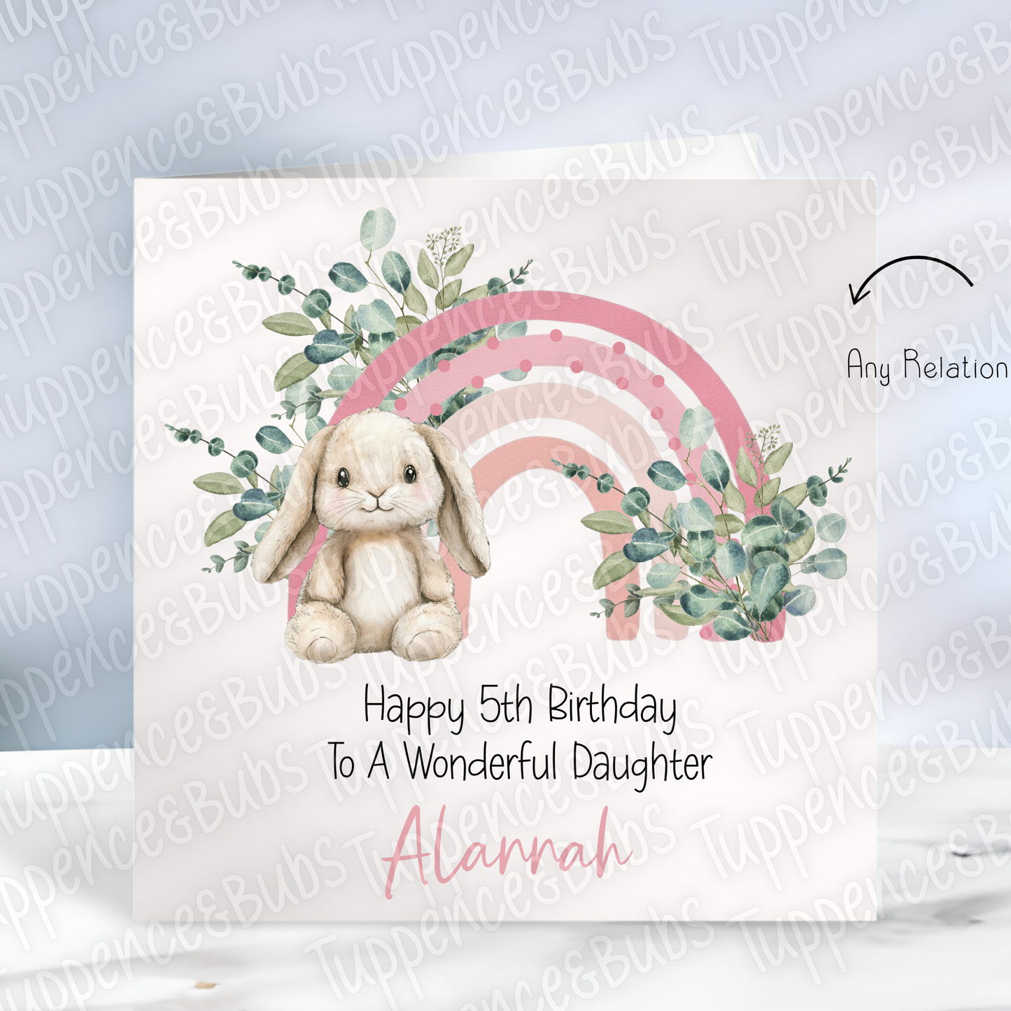 Cute Rainbow Bunny Card - 5 Designs
