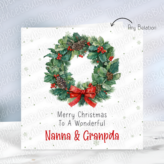Wreath Themed Christmas Card - 2 Designs