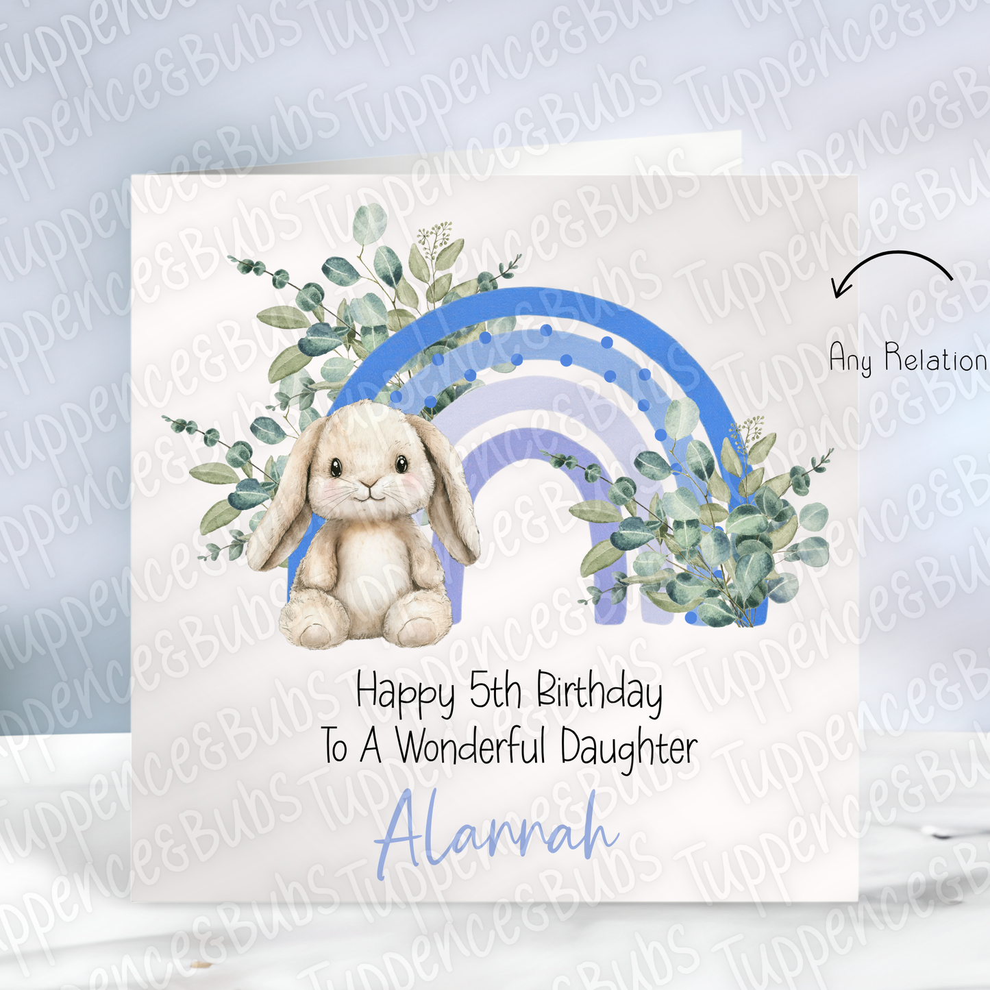 Cute Rainbow Bunny Card - 5 Designs