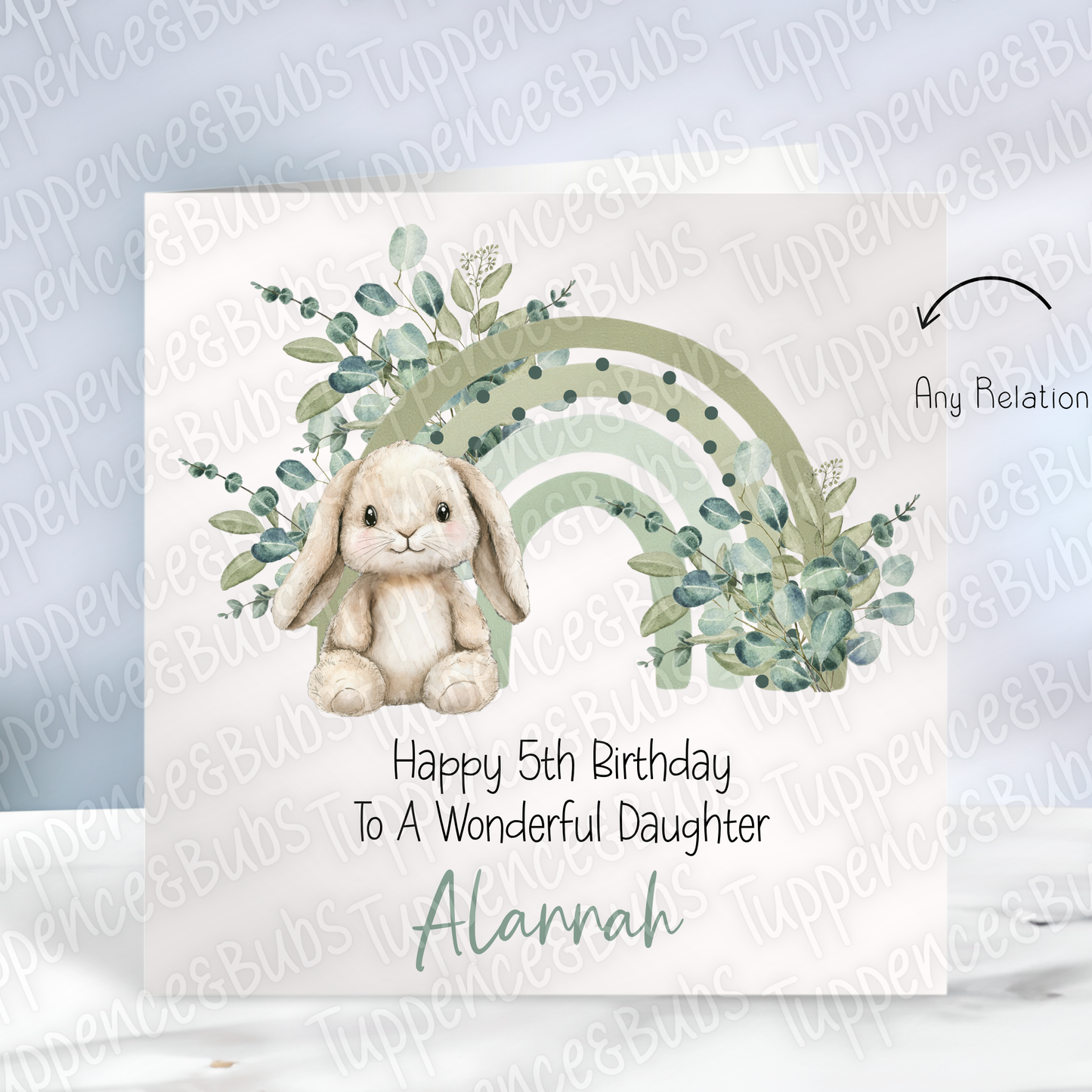 Cute Rainbow Bunny Card - 5 Designs