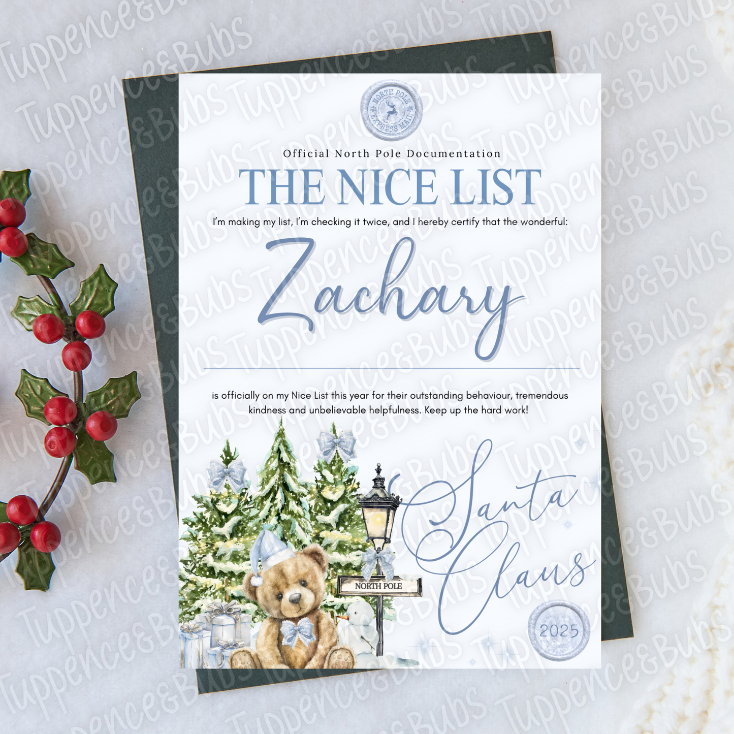 Nice List Certificate - Light Blue