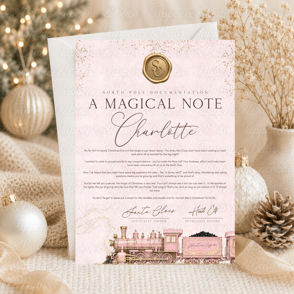 Personalised Pink Santa Letter – Christmas Eve or Magical Note