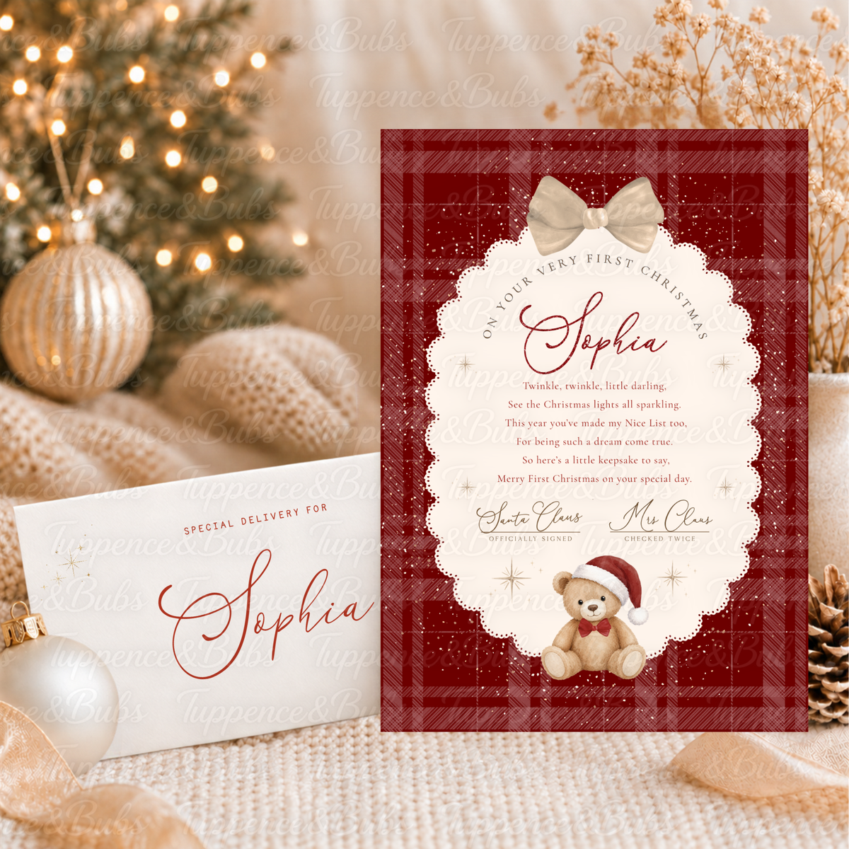 Personalised First Christmas Nice List Letter with Envelope