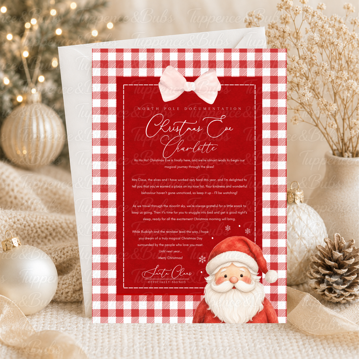 Personalised Red Gingham Santa Letter – 3 Designs
