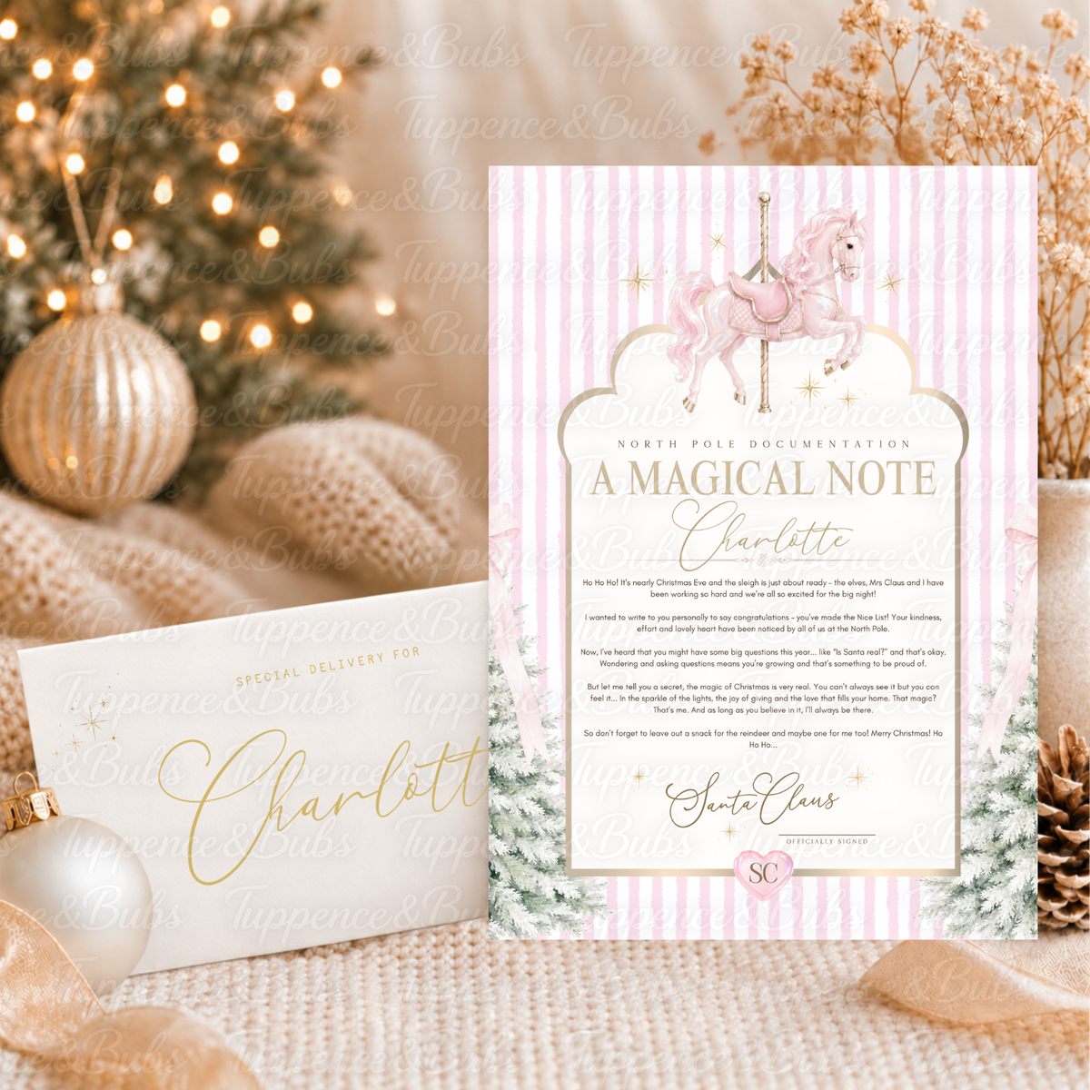 Personalised Santa Letter for Questioning Children – Pink Carousel
