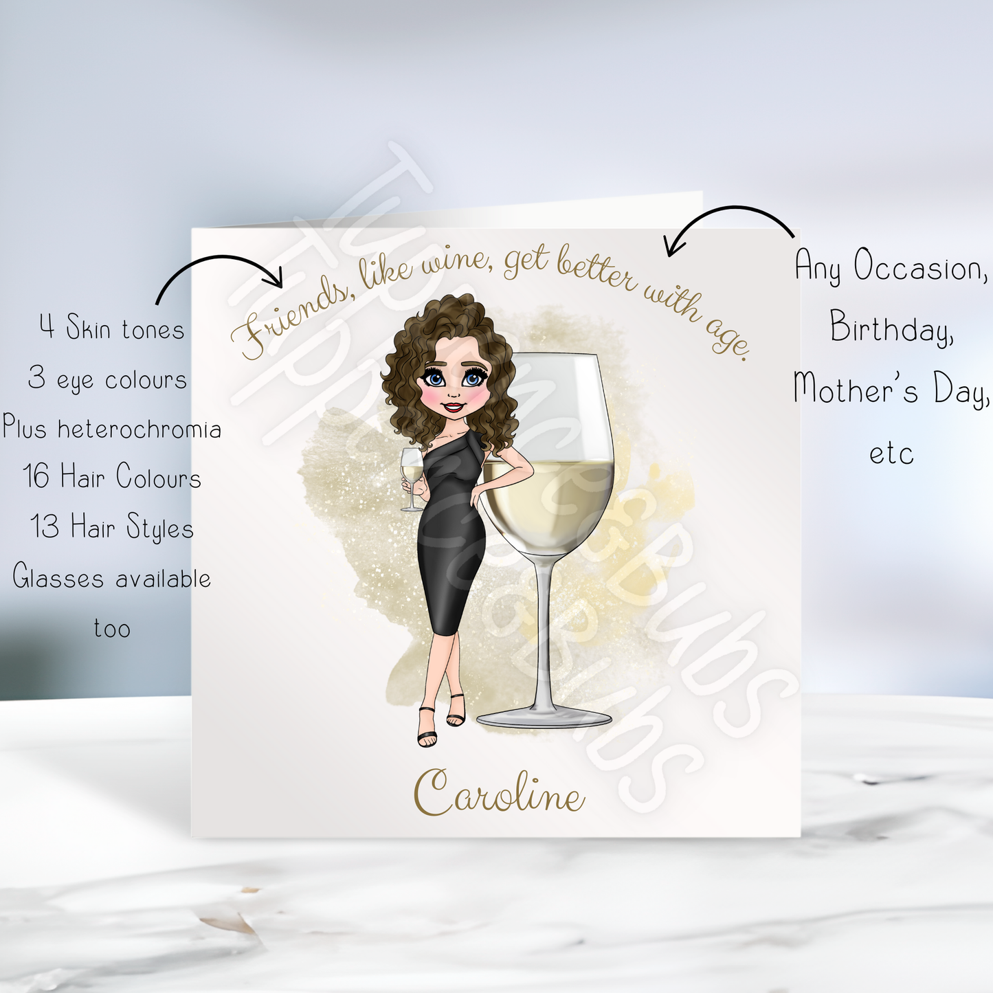 White Wine Inspired Birthday Card