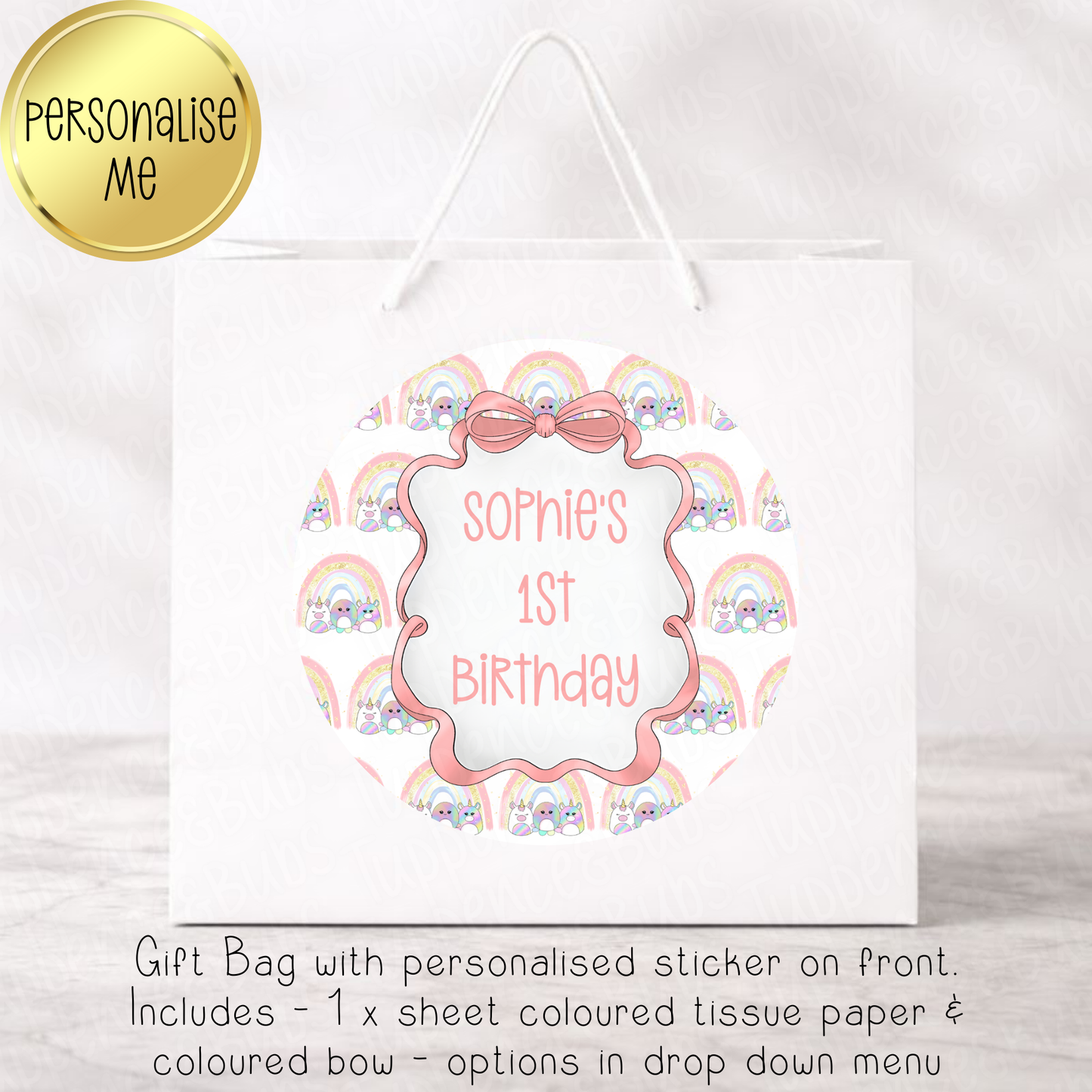 Squish Mallow Themed Gift Bag - Pastel or Rainbow