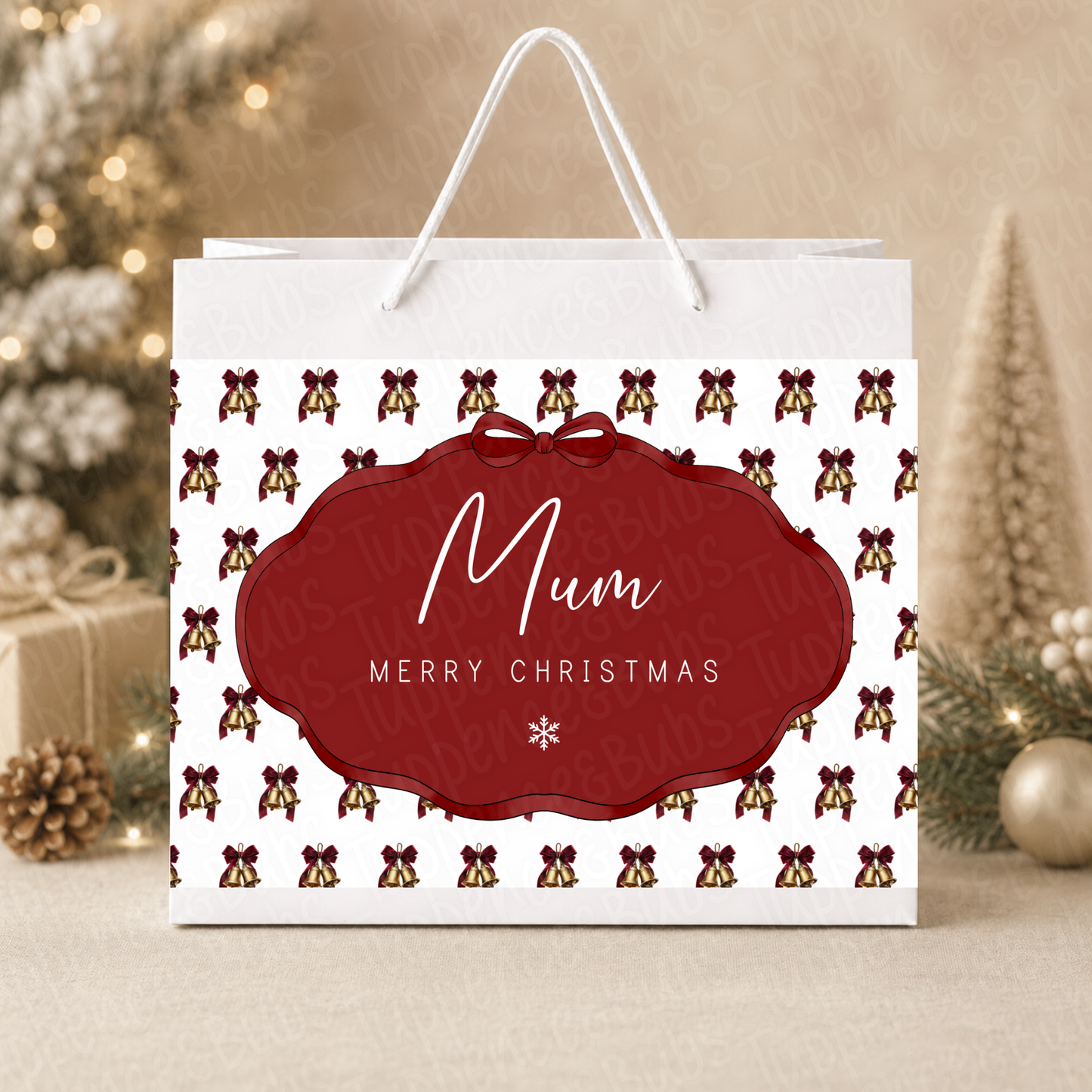 Personalised 30cm Christmas Bells Gift Bag