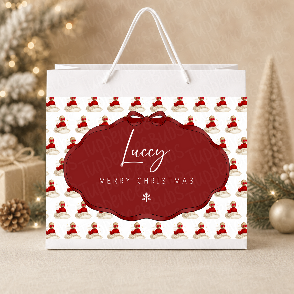 Personalised 30cm Christmas Pudding Gift Bag