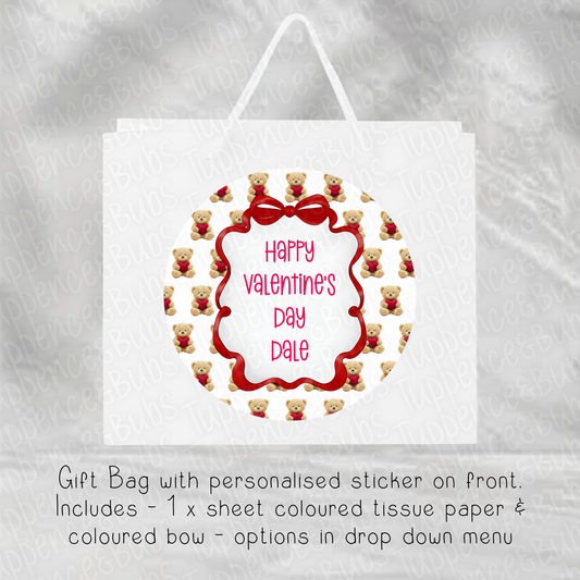 Bear Valentine's Themed Gift Bag - 2 Sizes