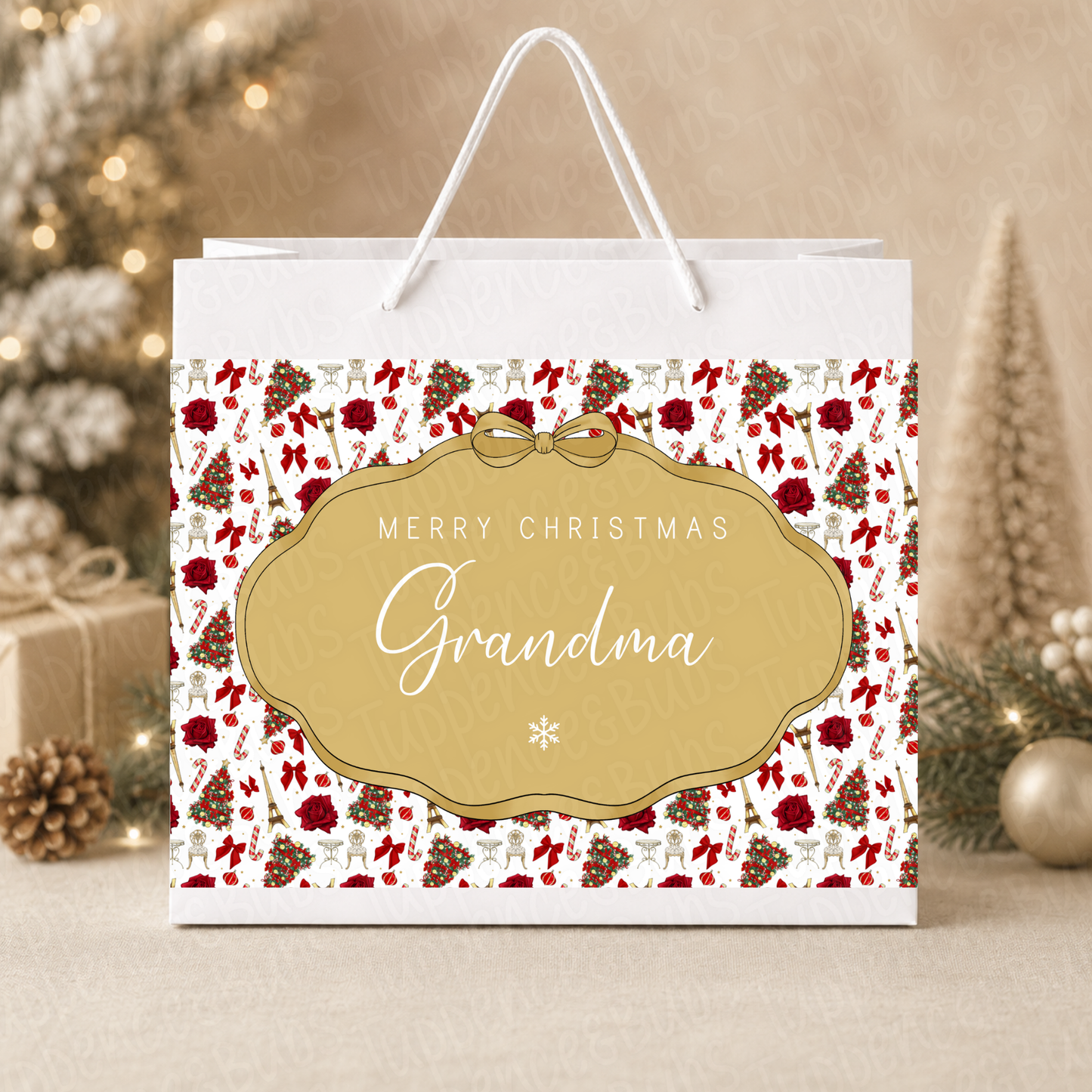 Personalised Paris Christmas Gift Bag