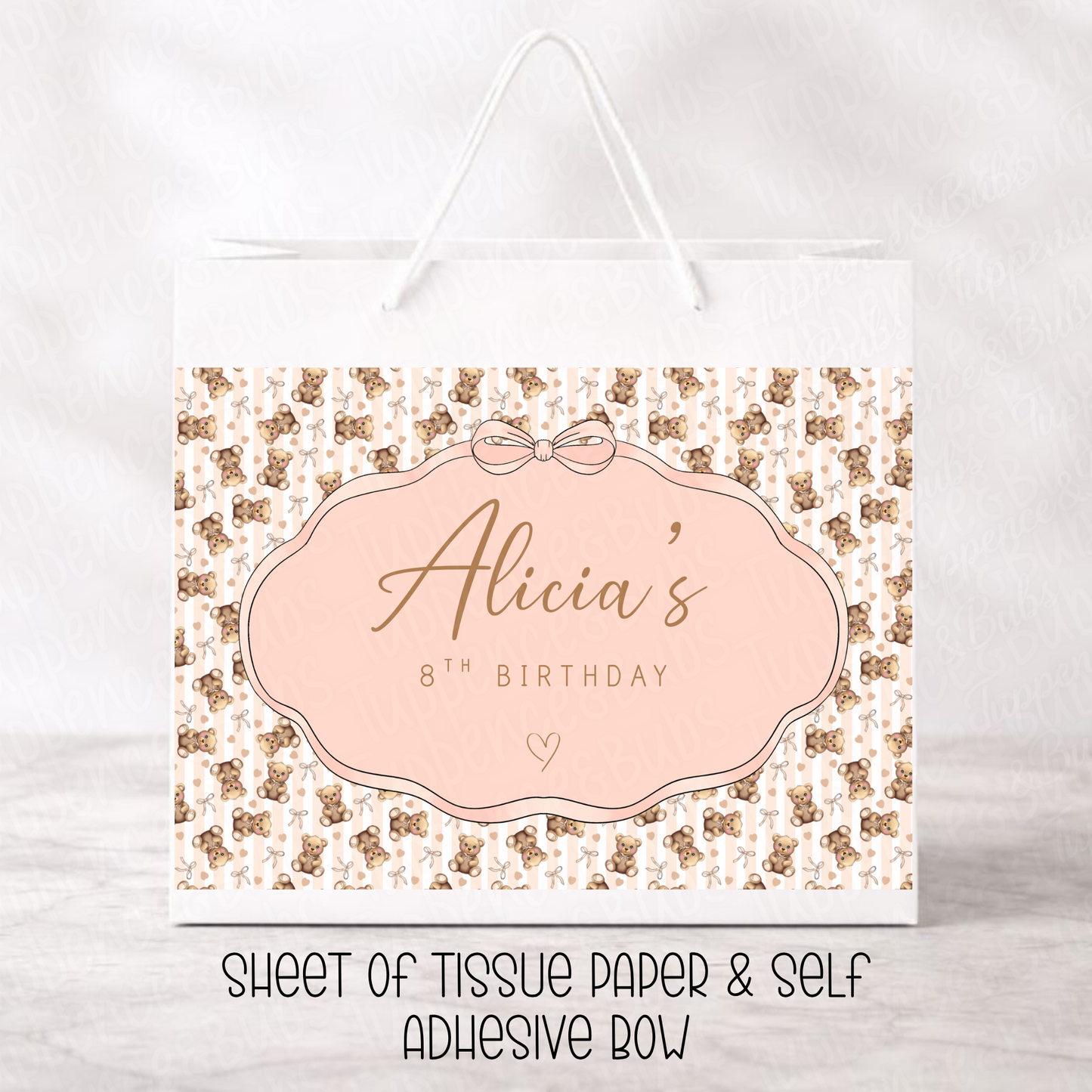 Custom Beige Bear Gift Bag - 2 Options