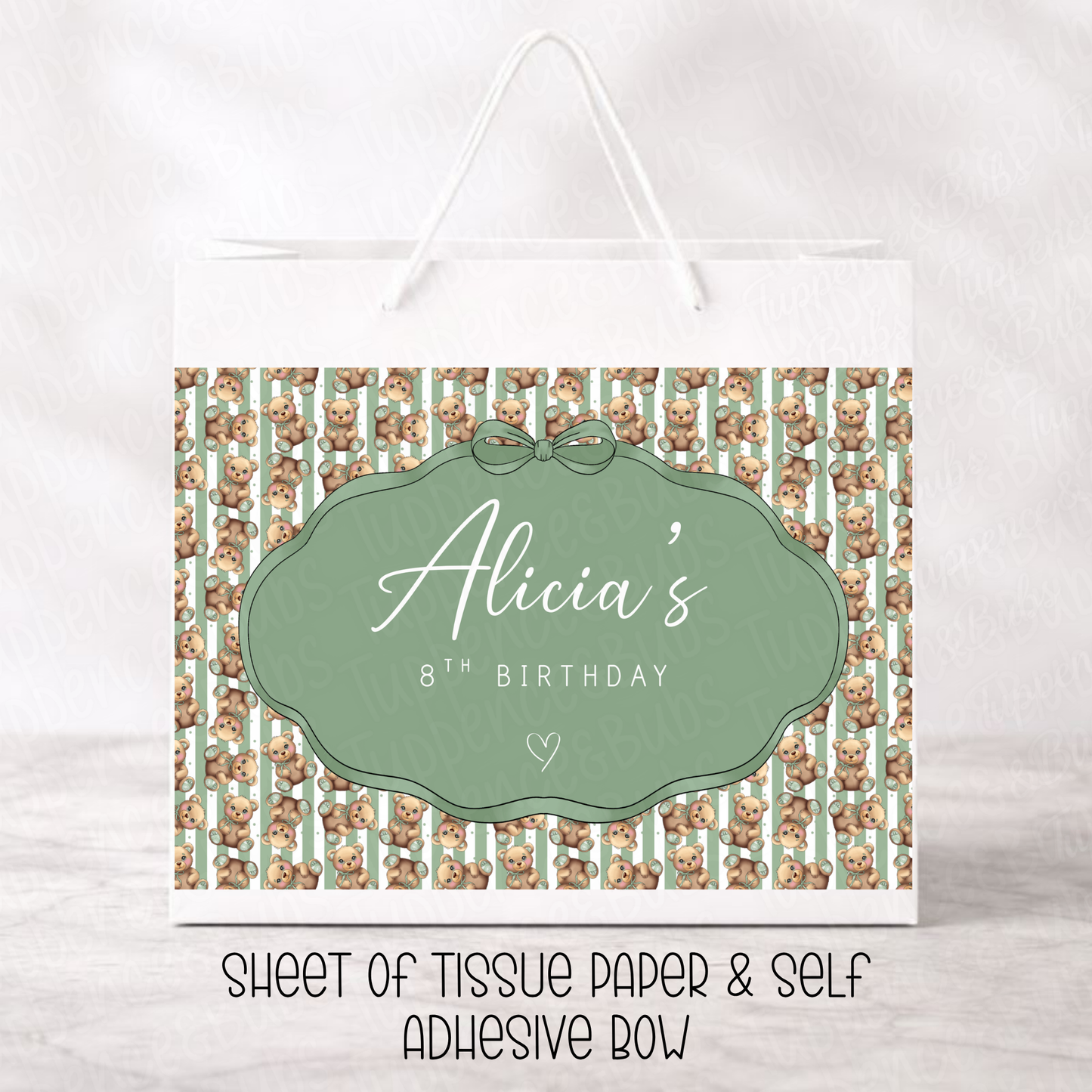Sage Green Bear Gift Bag - 2 Options