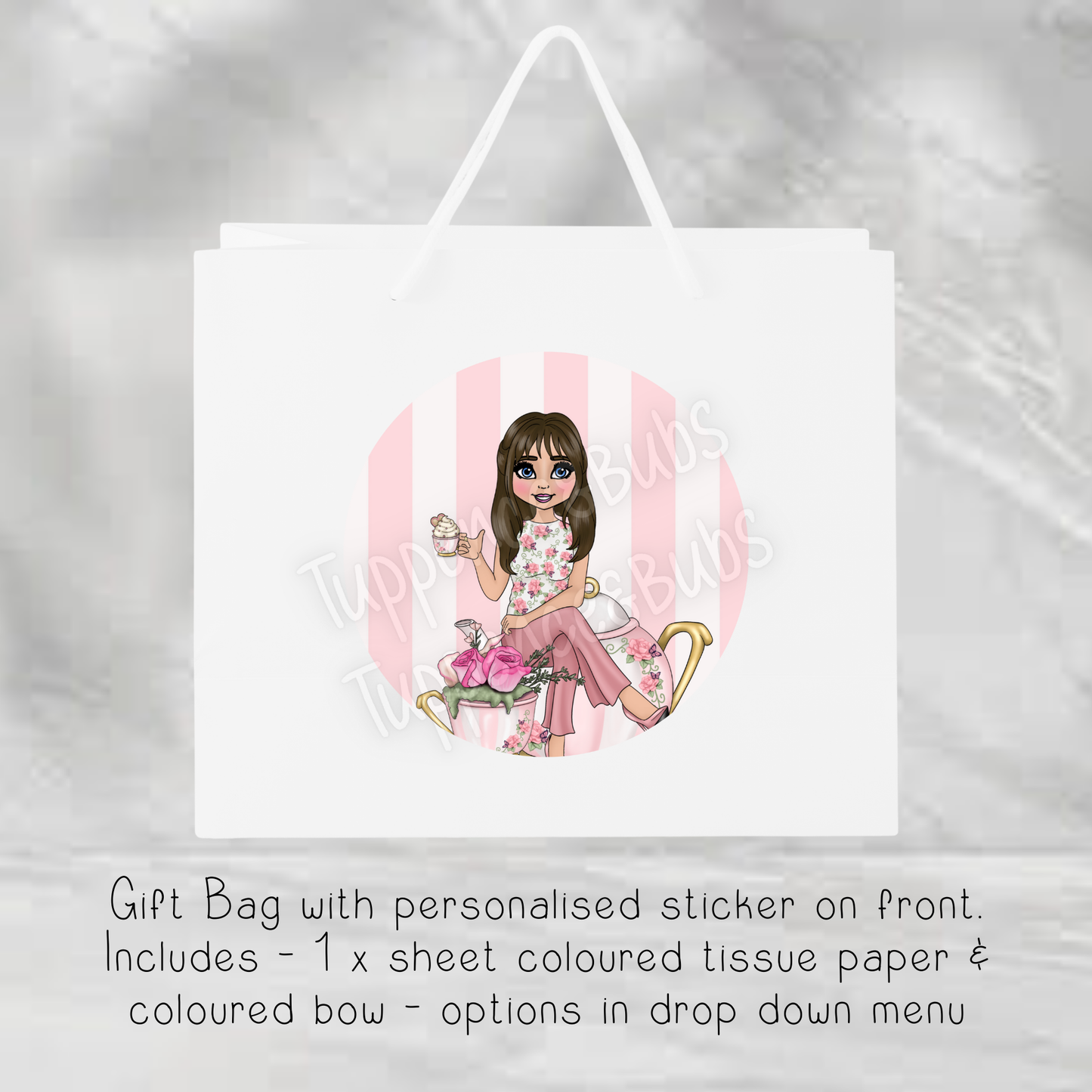 Floral Teacup Themed Gift Bag - 2 Sizes Available