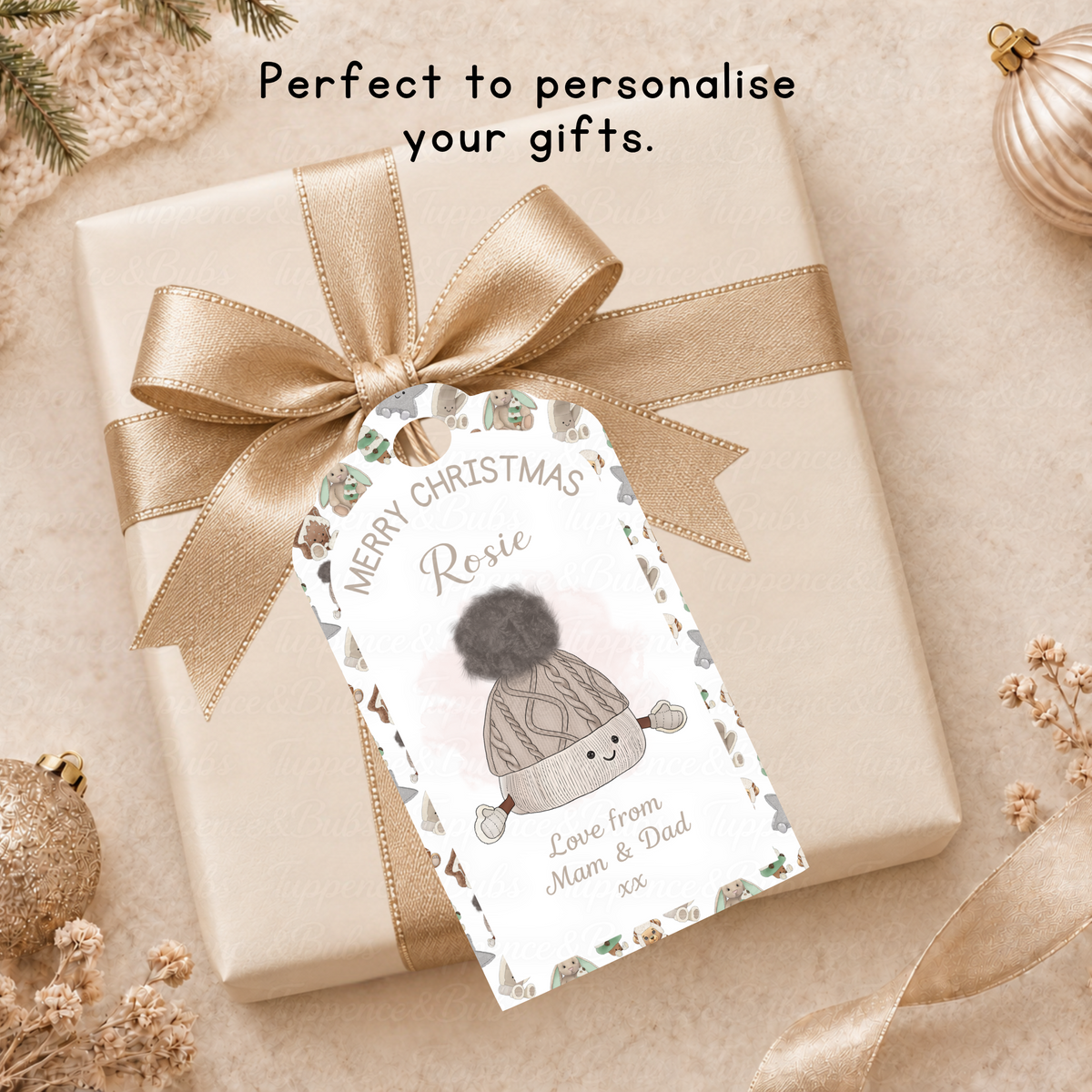 Personalised Christmas Plushie Gift Tags – Cute Festive Designs