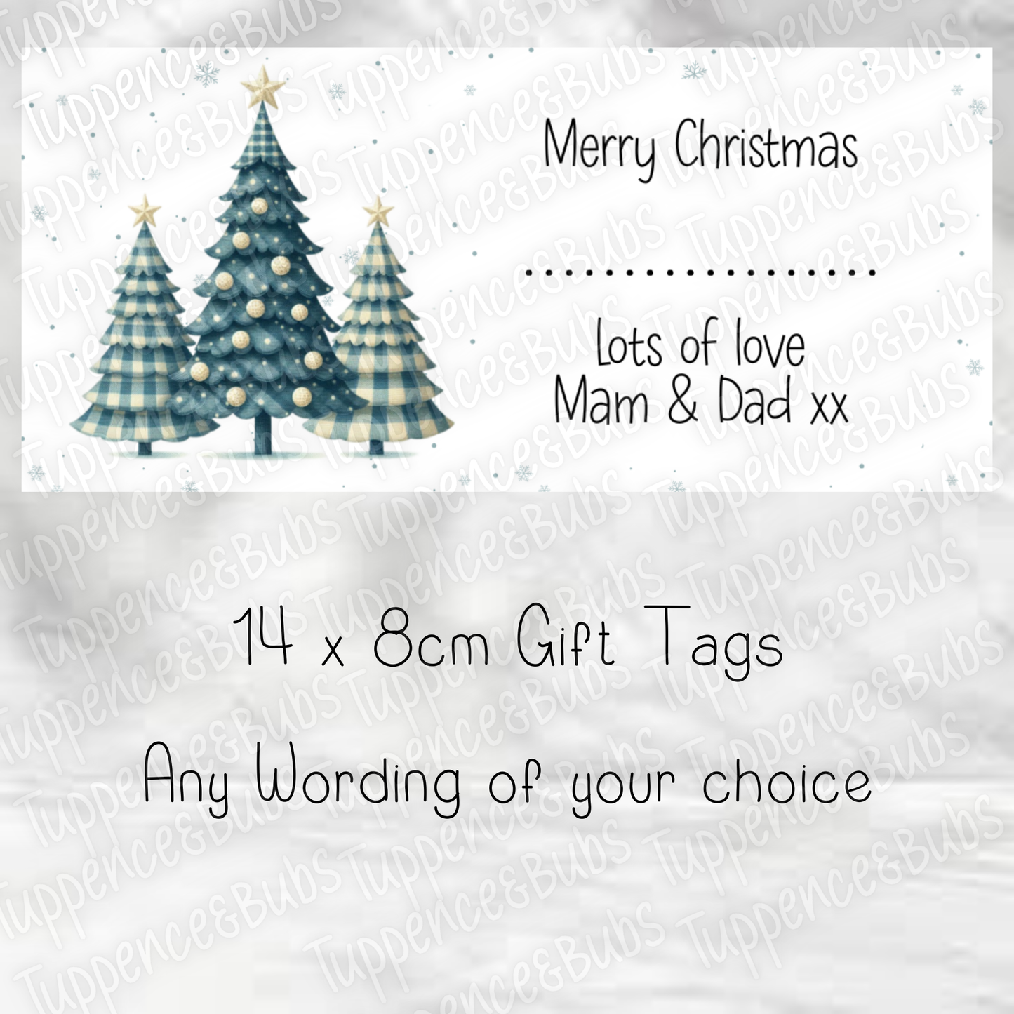 Navy Christmas Tree Themed Gift Labels