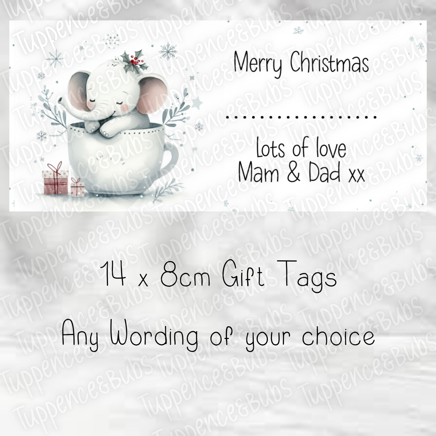 Cute Elephant Christmas Gift Labels