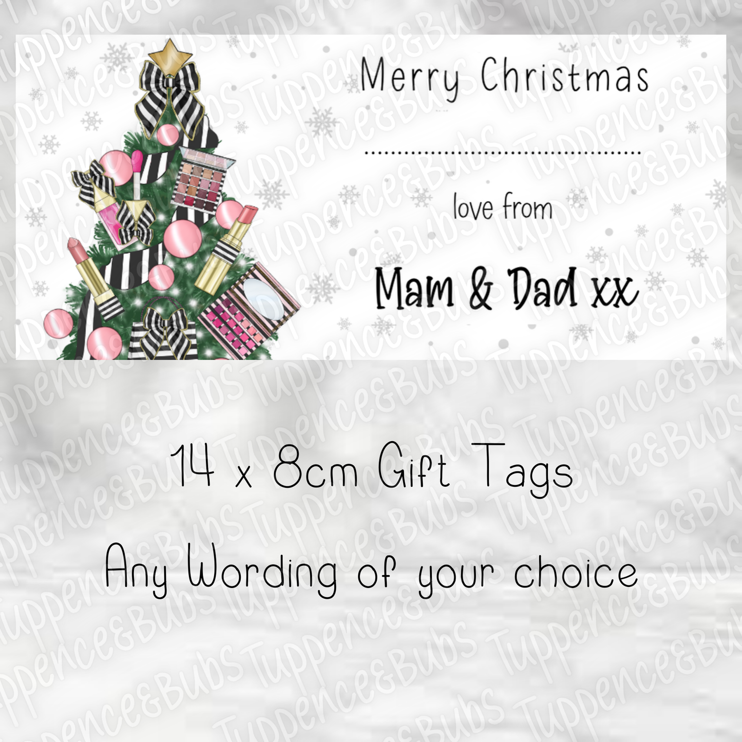 Make Up Themed, Christmas Labels, Black & White