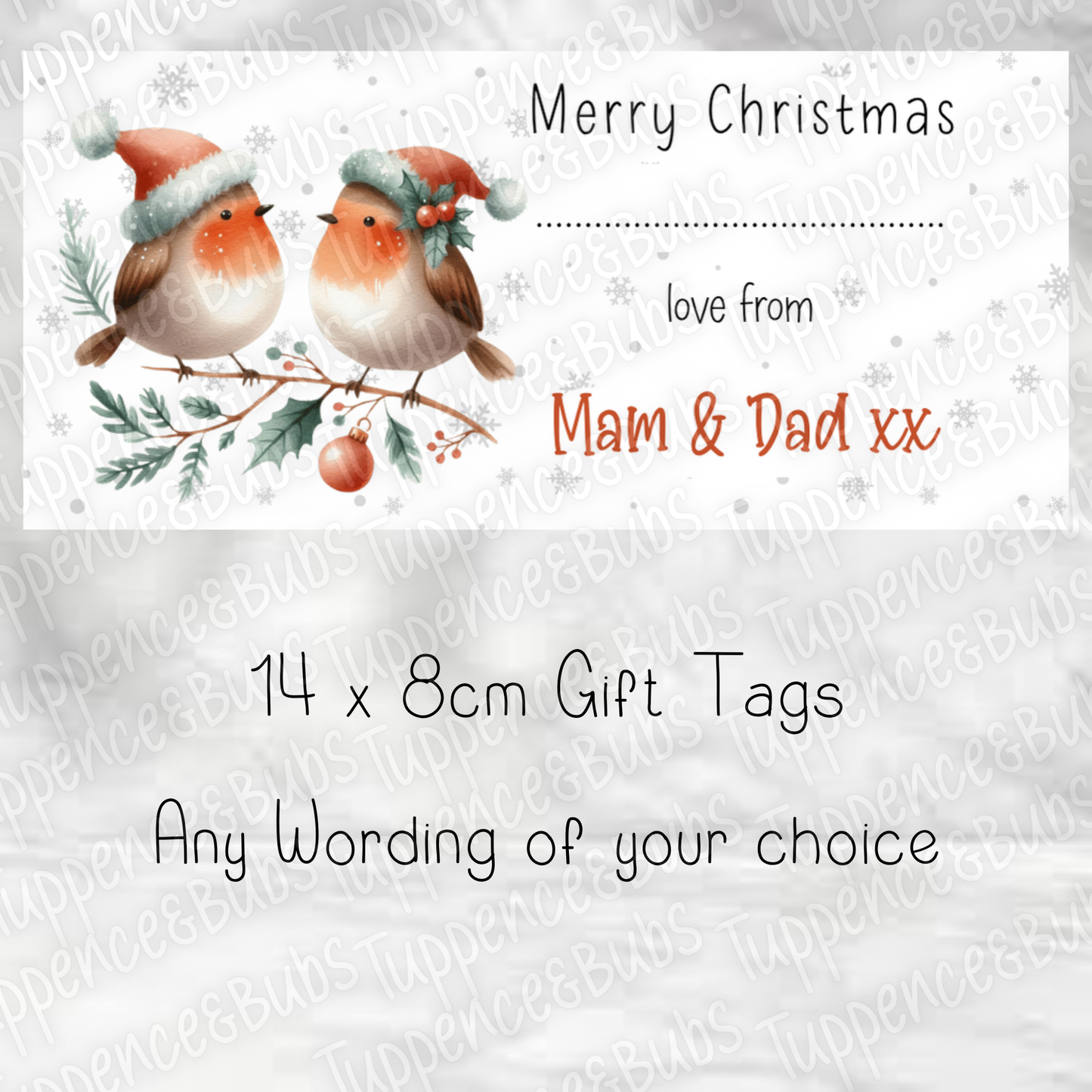 Robin Themed Christmas Gift Labels