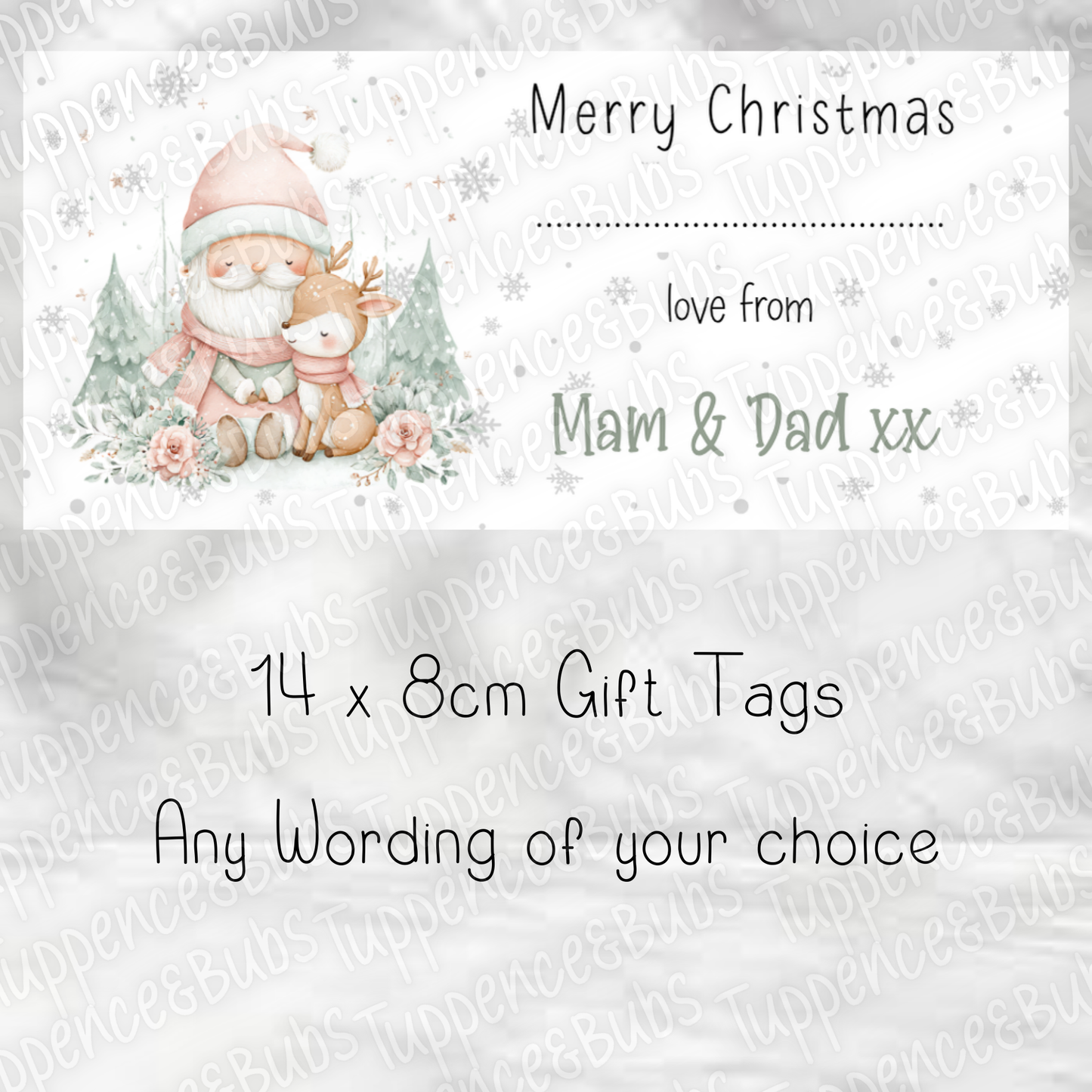 Pastel Themed Santa & Reindeer Christmas Labels - 2 Designs