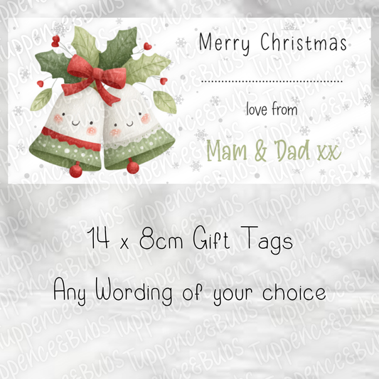 Owl or Bells Themed Gift Tag, 2 Designs