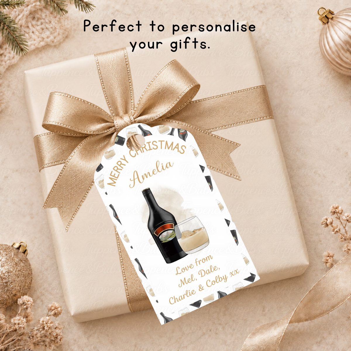 Personalised Irish Cream Christmas Gift Tags – Pack of 6