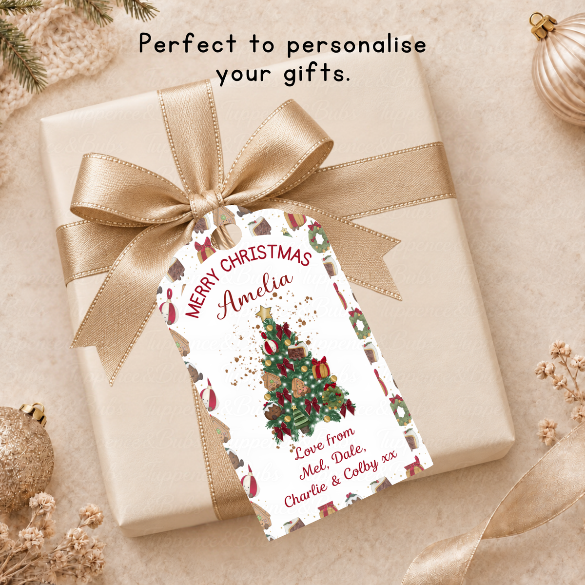 Personalised Christmas Tree & Gingerbread Gift Tags – Pack of 6