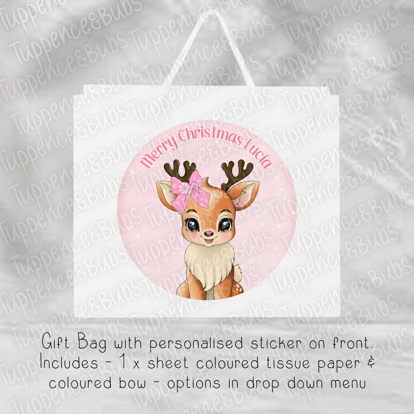 Blue Dancer Reindeer Gift Bag - 2 Colours