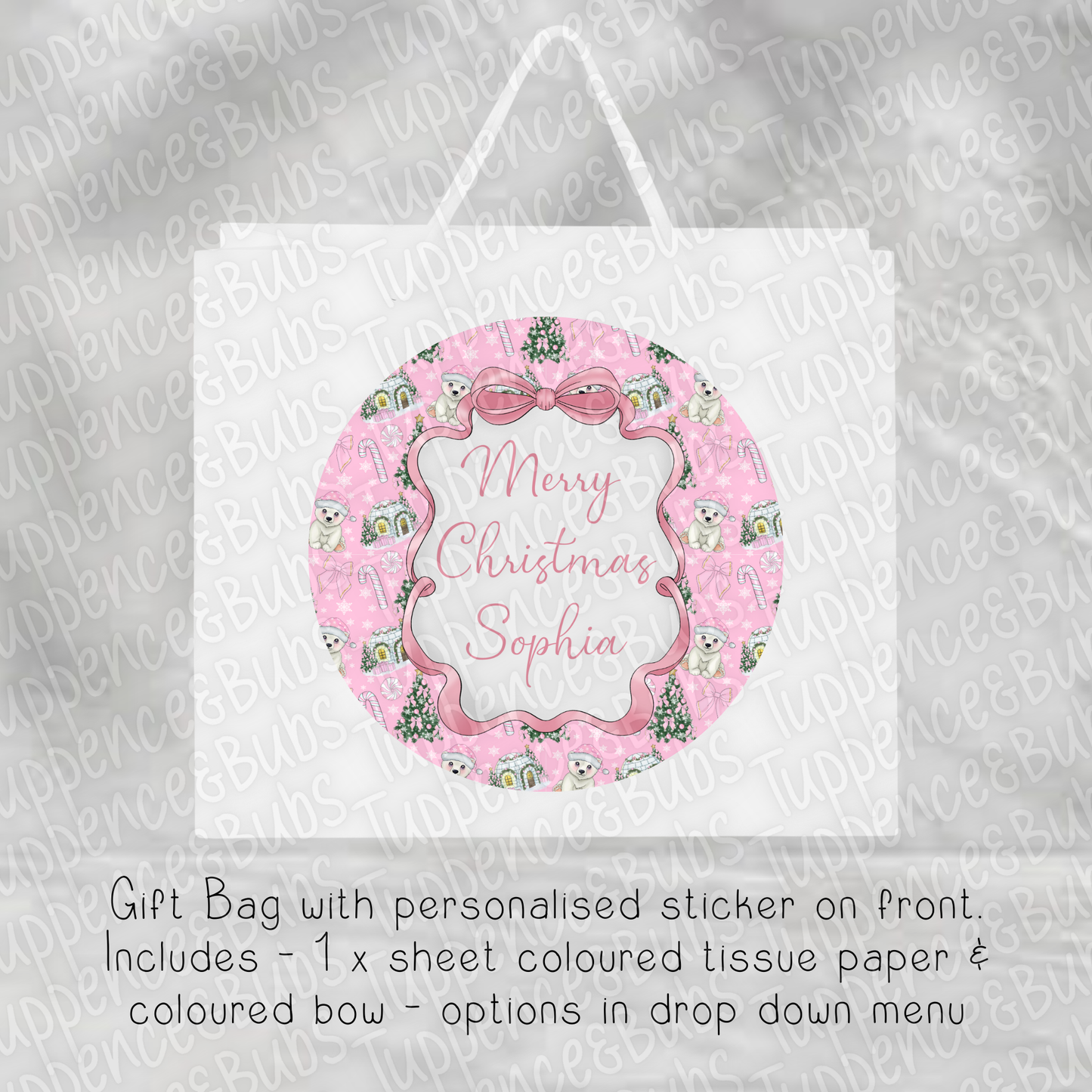 Polar Bear Themed Christmas Gift Bag - 6 Designs