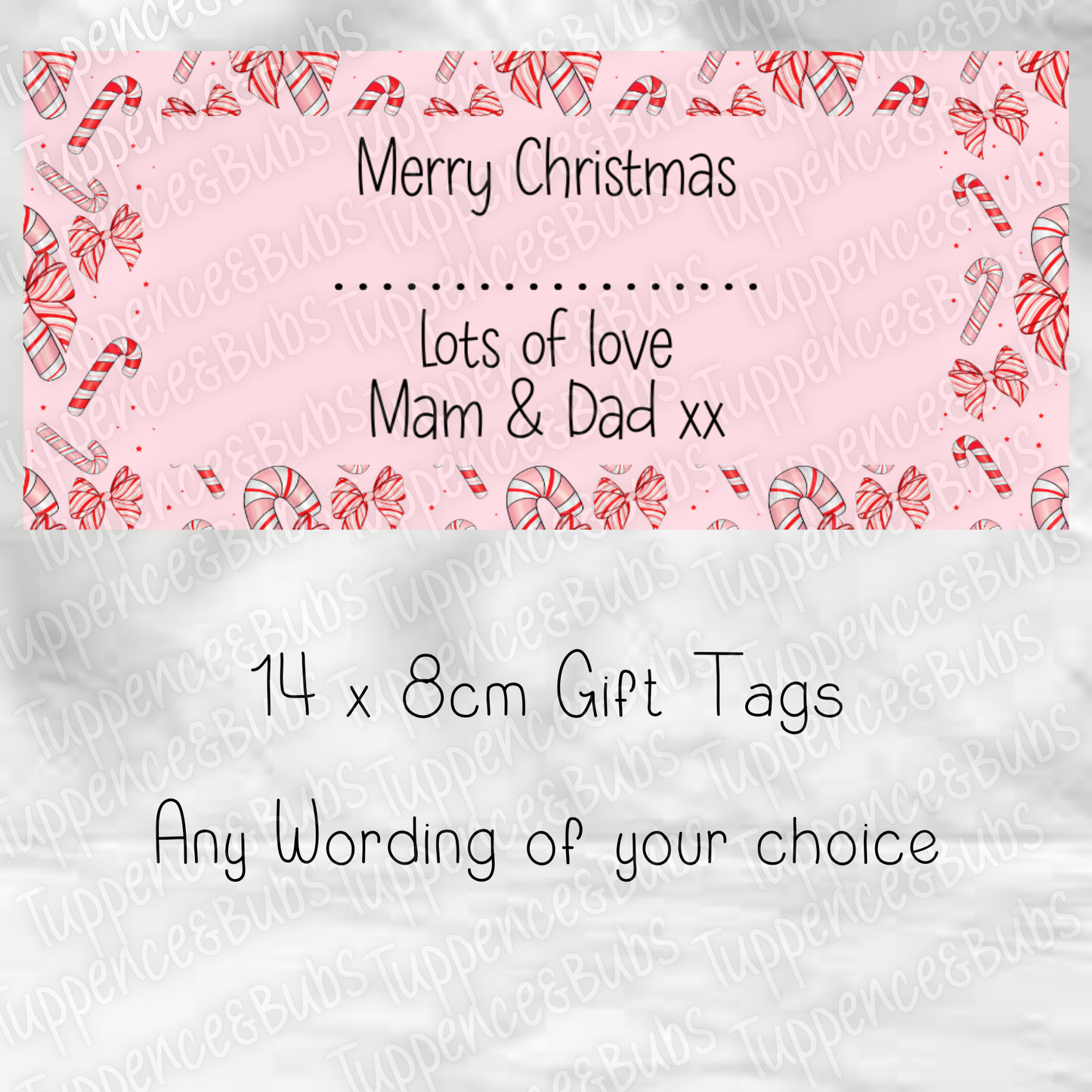 Candy Cane Red Bow Themed Gift Labels