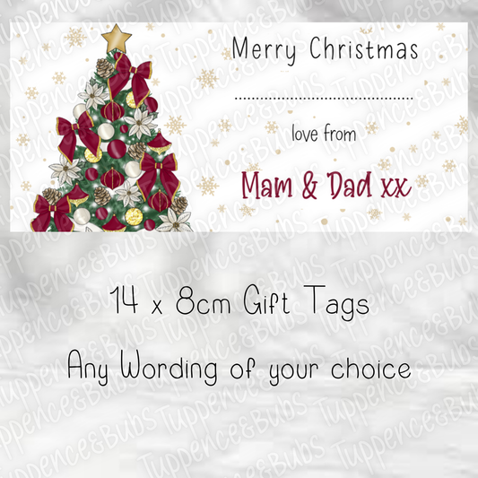 Christmas Tree Style Gift Tags, Labels, 8 Designs