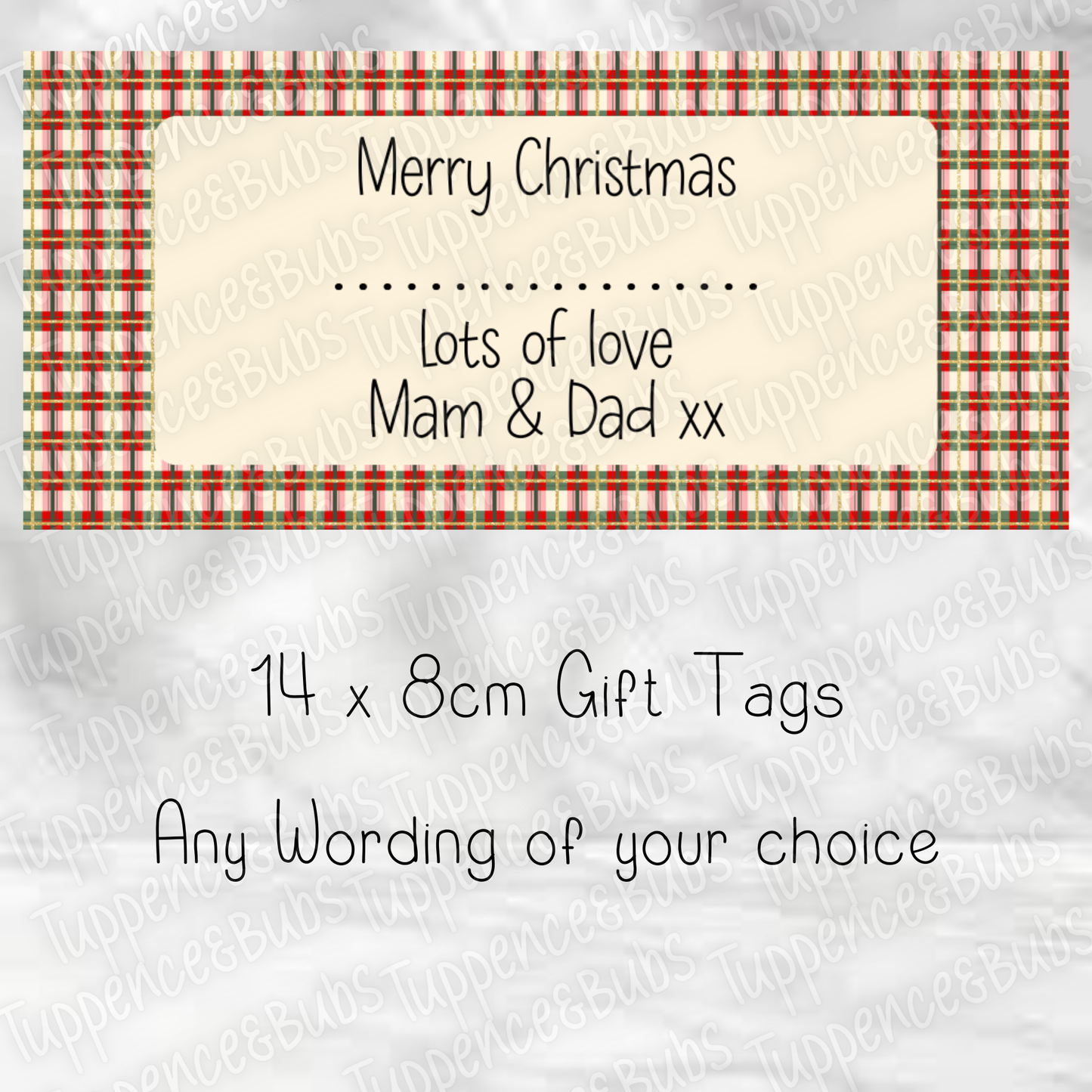 Tartan Themed Rectangle Christmas Gift Label
