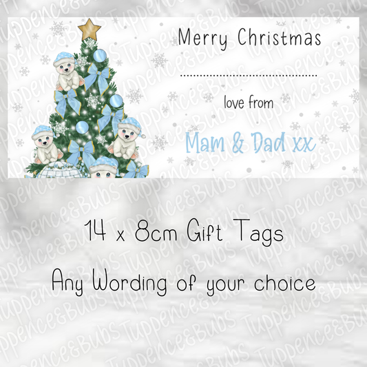 Polar Bear Themed, Christmas Labels - 3 Colours