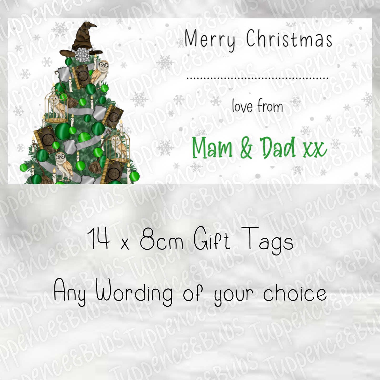 Wizard School Themed Christmas Labels, 4 Colours