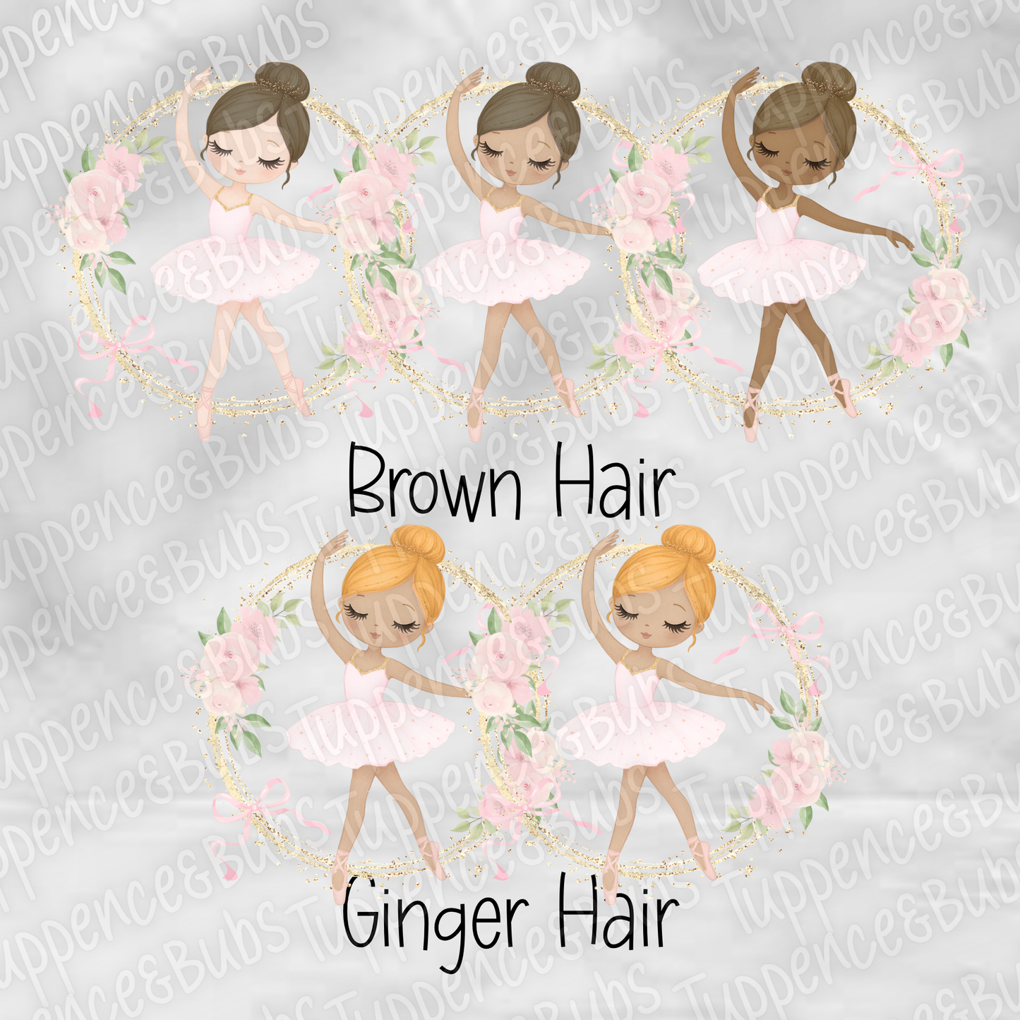 Pink Ballerina Wreath Stickers