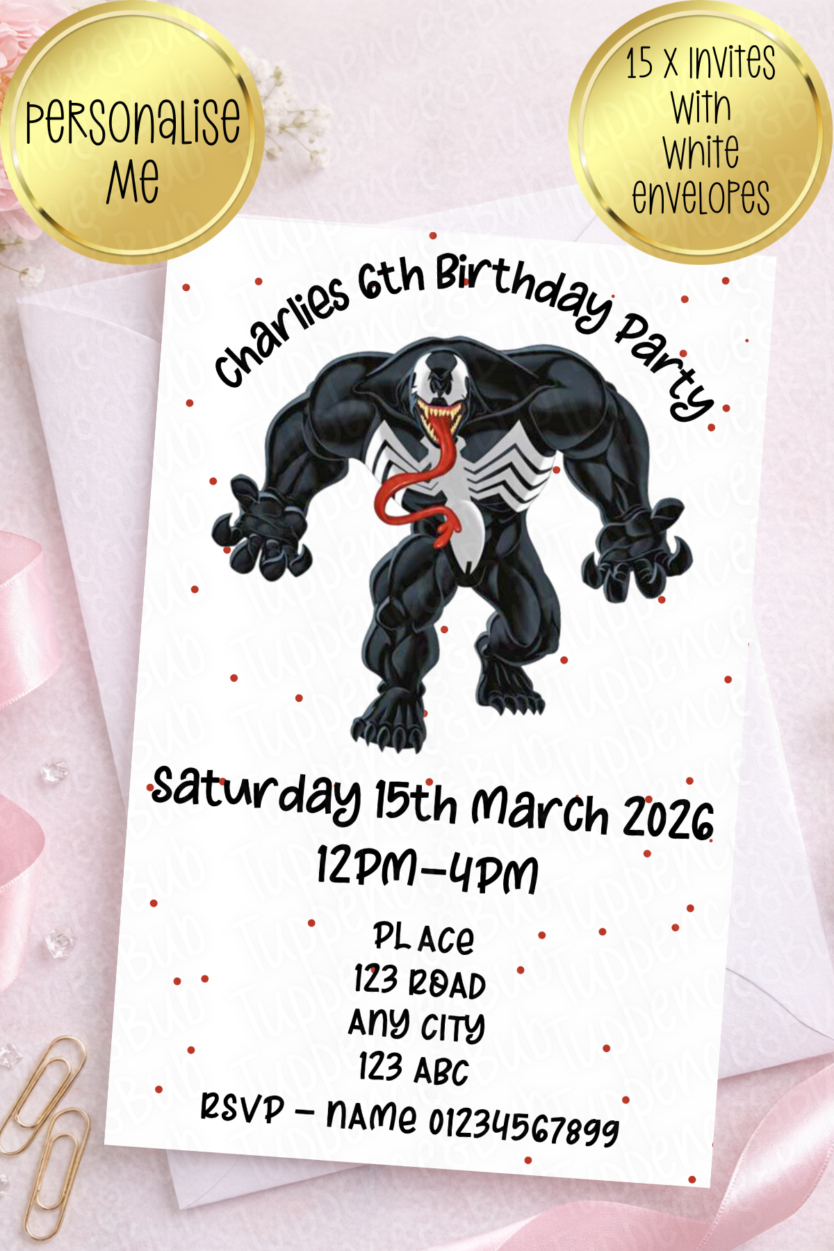 15 x Venom Inspired Invitations