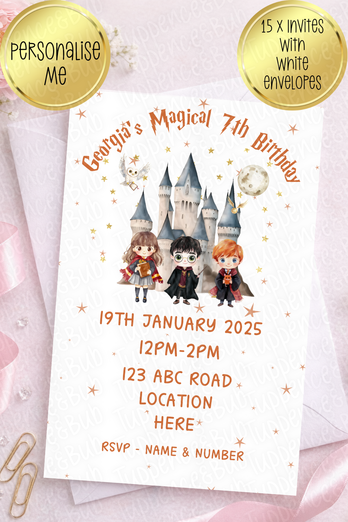 15 x Wizard School Invitations - 2 Designs