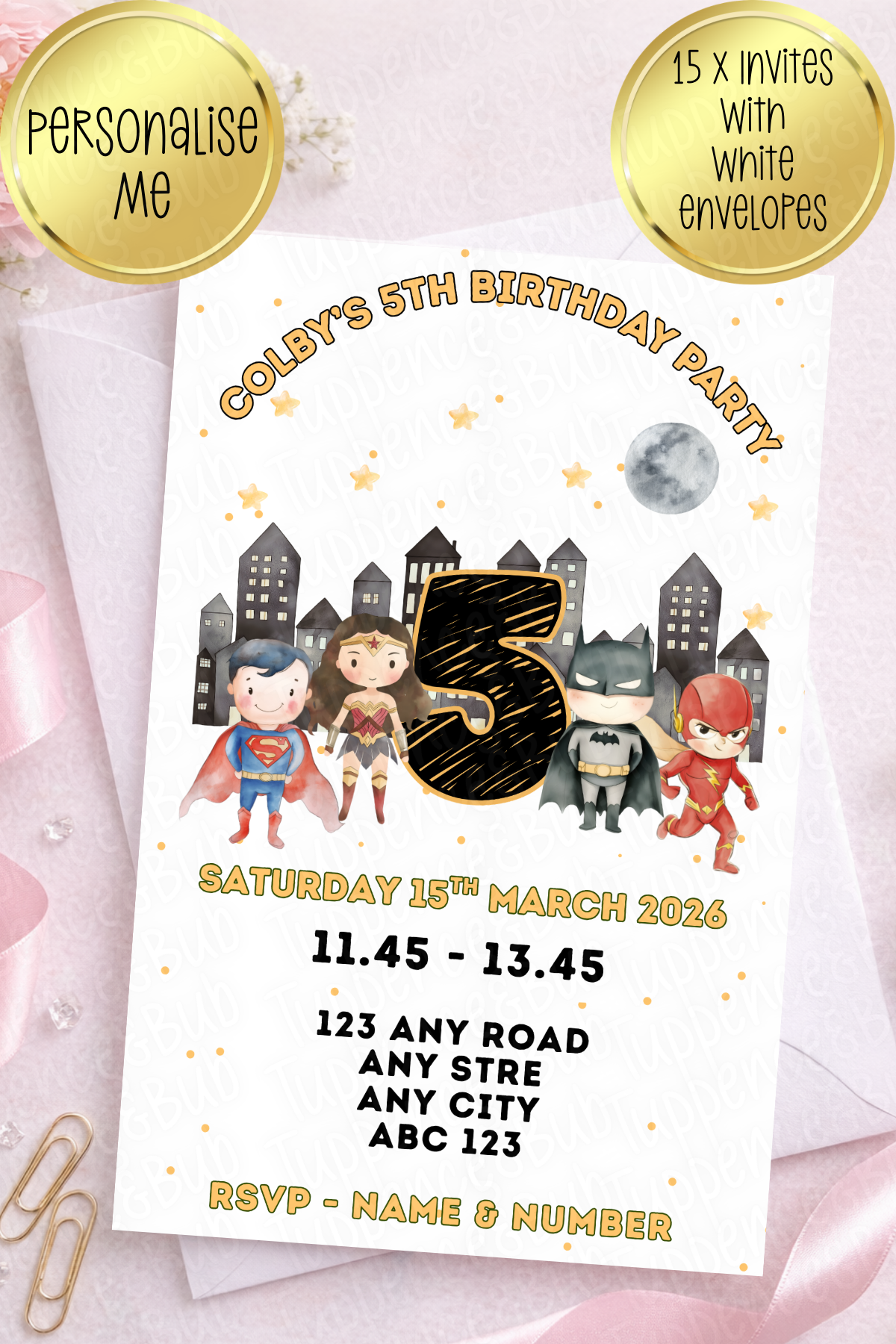 15 x Superhero Inspired Invitations