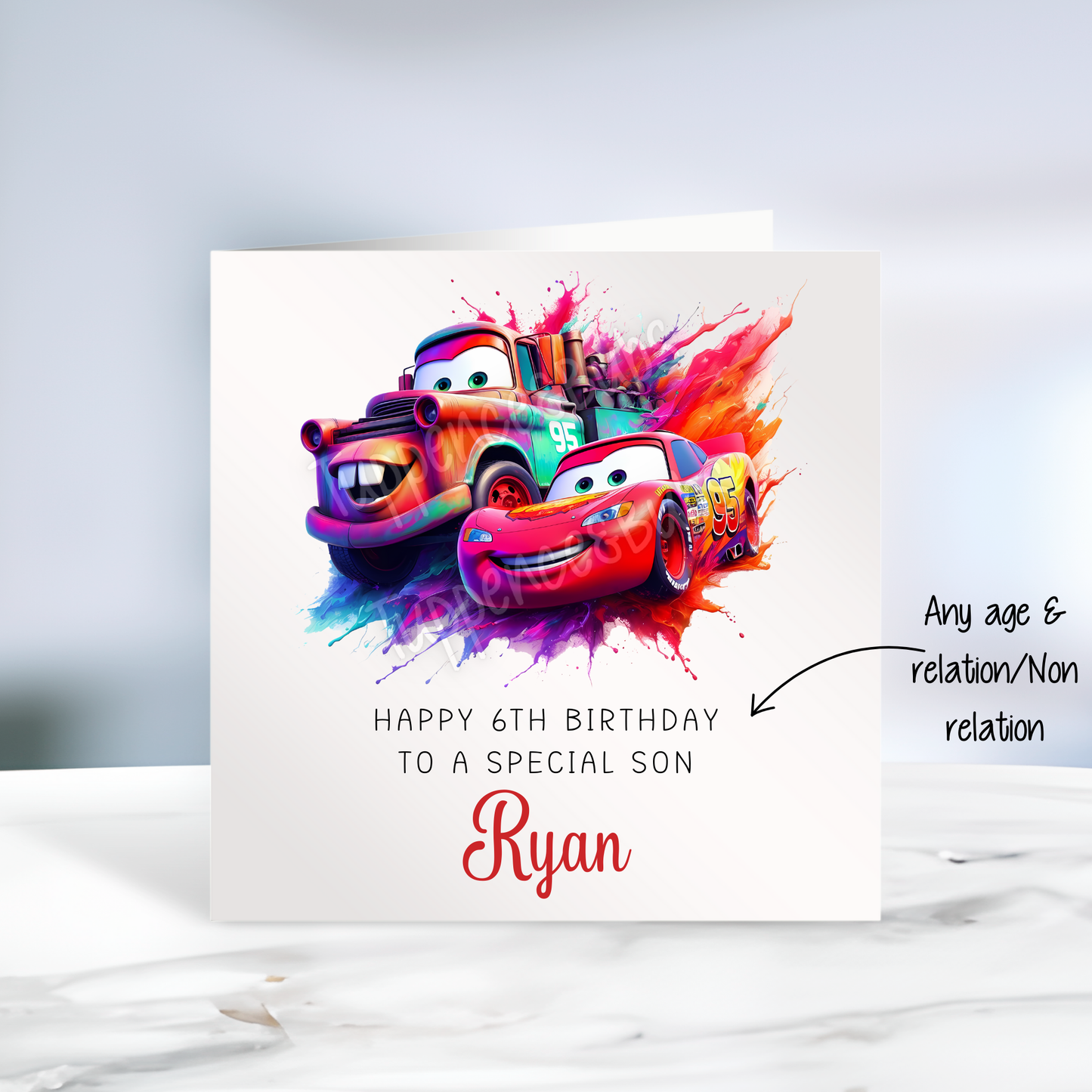 Mcqueen & Mater Inspired Birthday Card