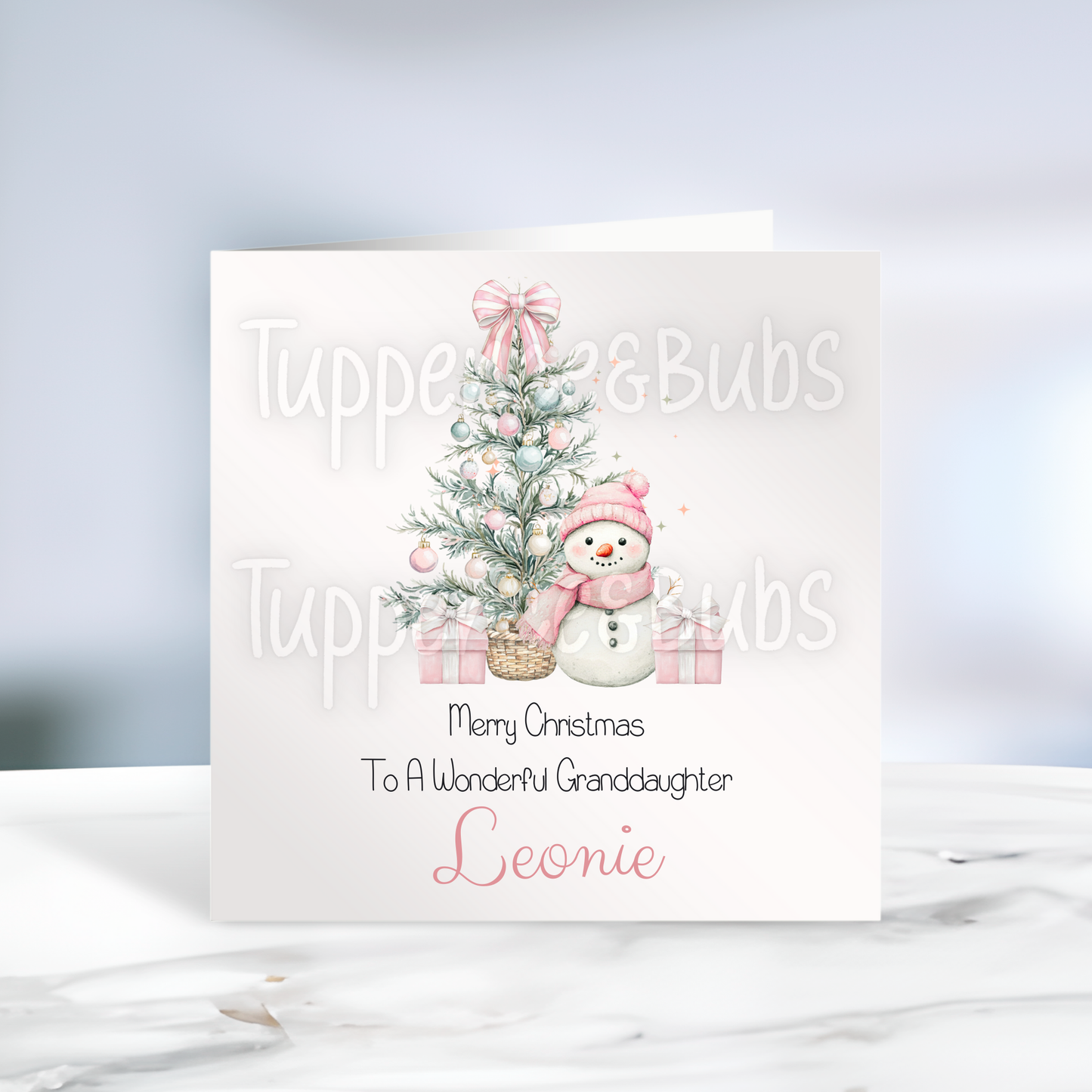 Pink or Blue Snowman Christmas Card