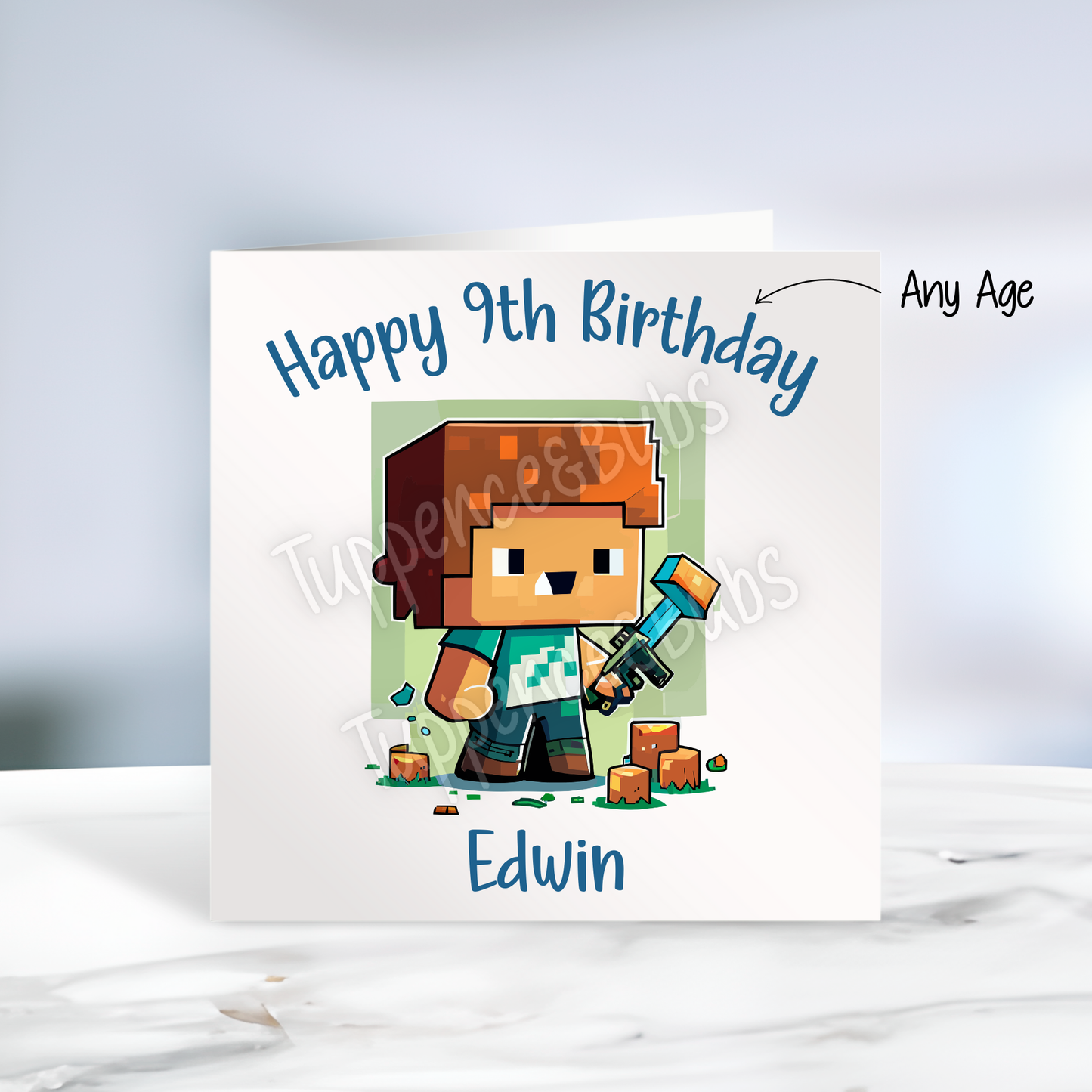 Minecraft Inspired Birthday Card