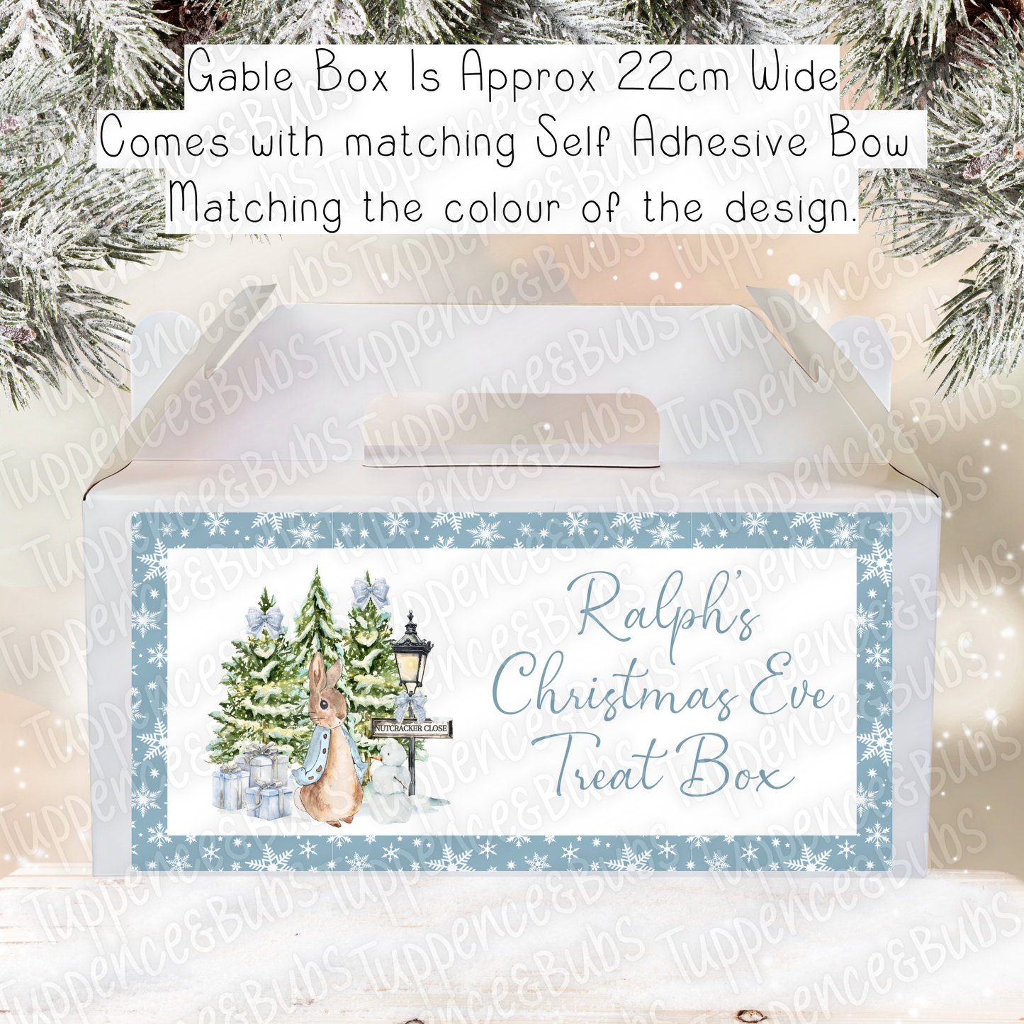 Rabbit Themed Christmas Treat Box - Pink or Blue