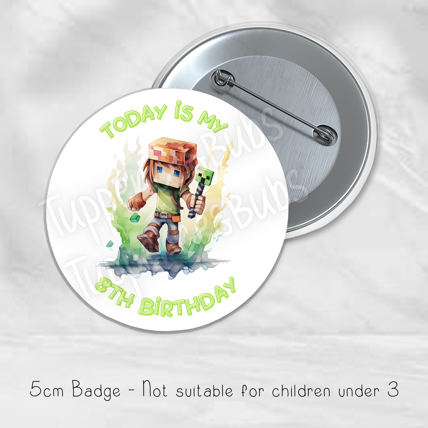 Watercolour Minecraft Inspired Badge