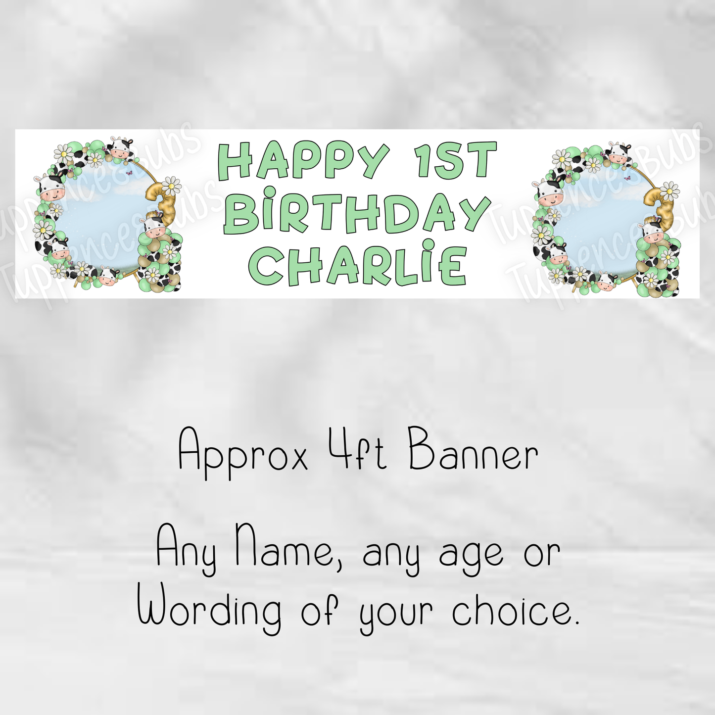 Cow Print Themed Birthday Banner