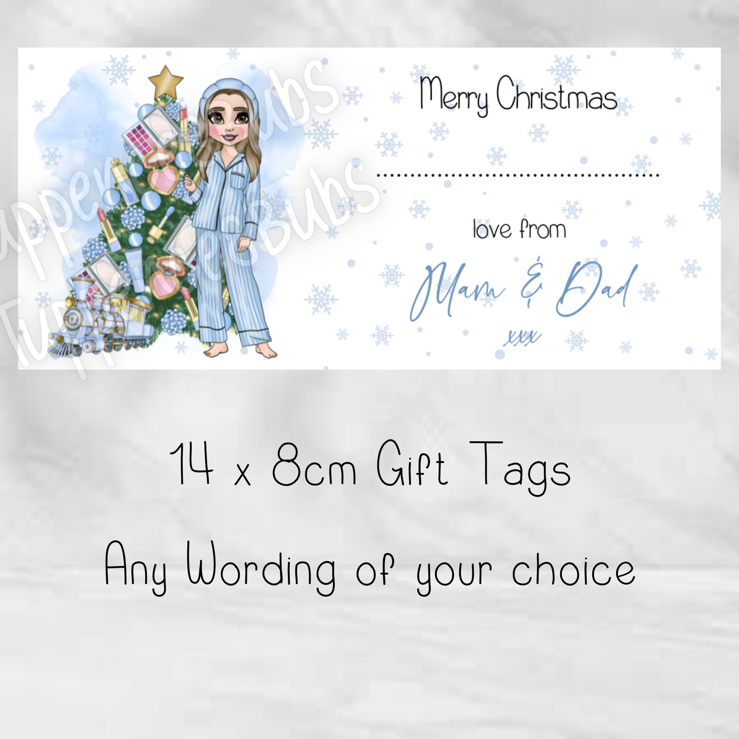 Blue Beauty Inspired Christmas Labels