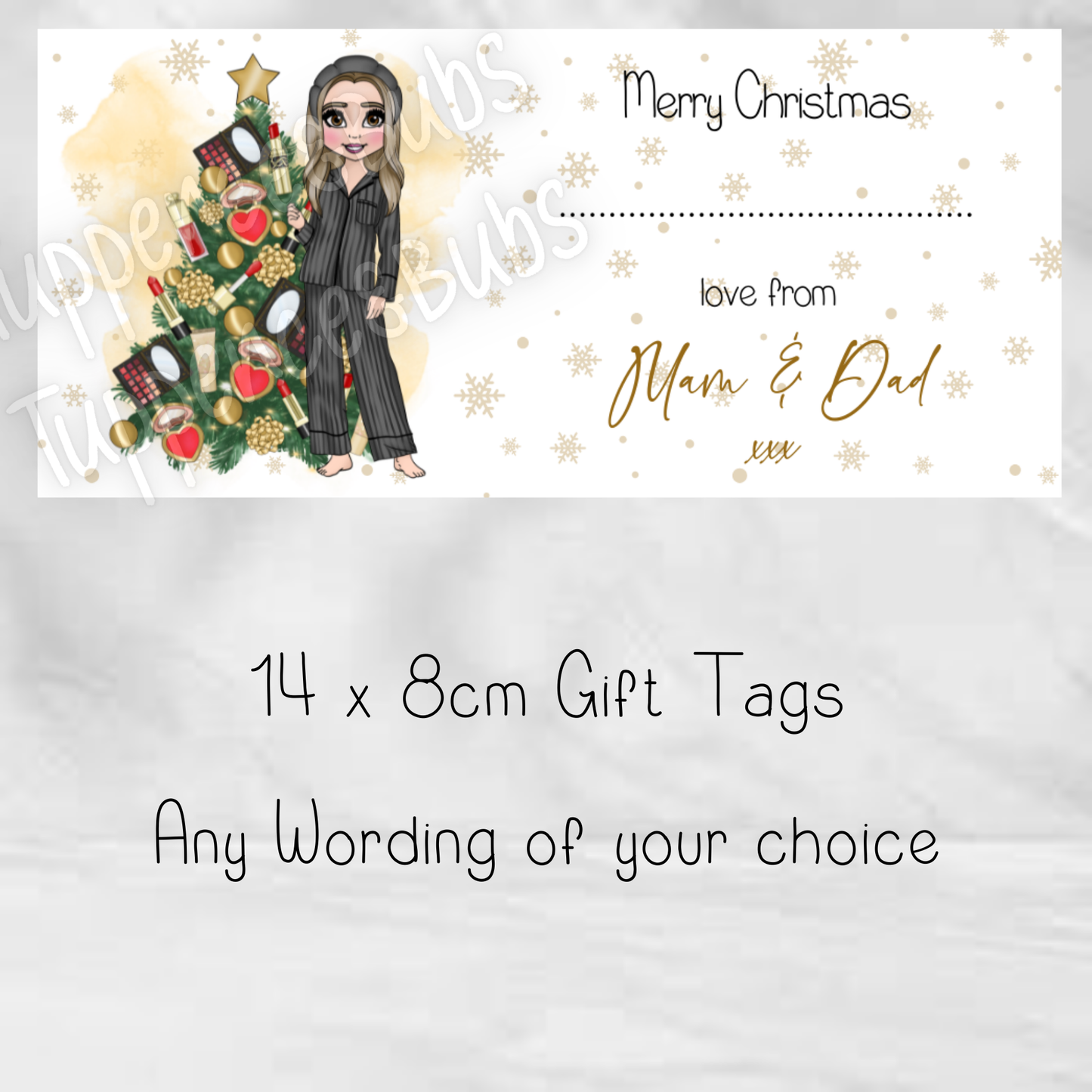 Black PjJ's Inspired Christmas Labels