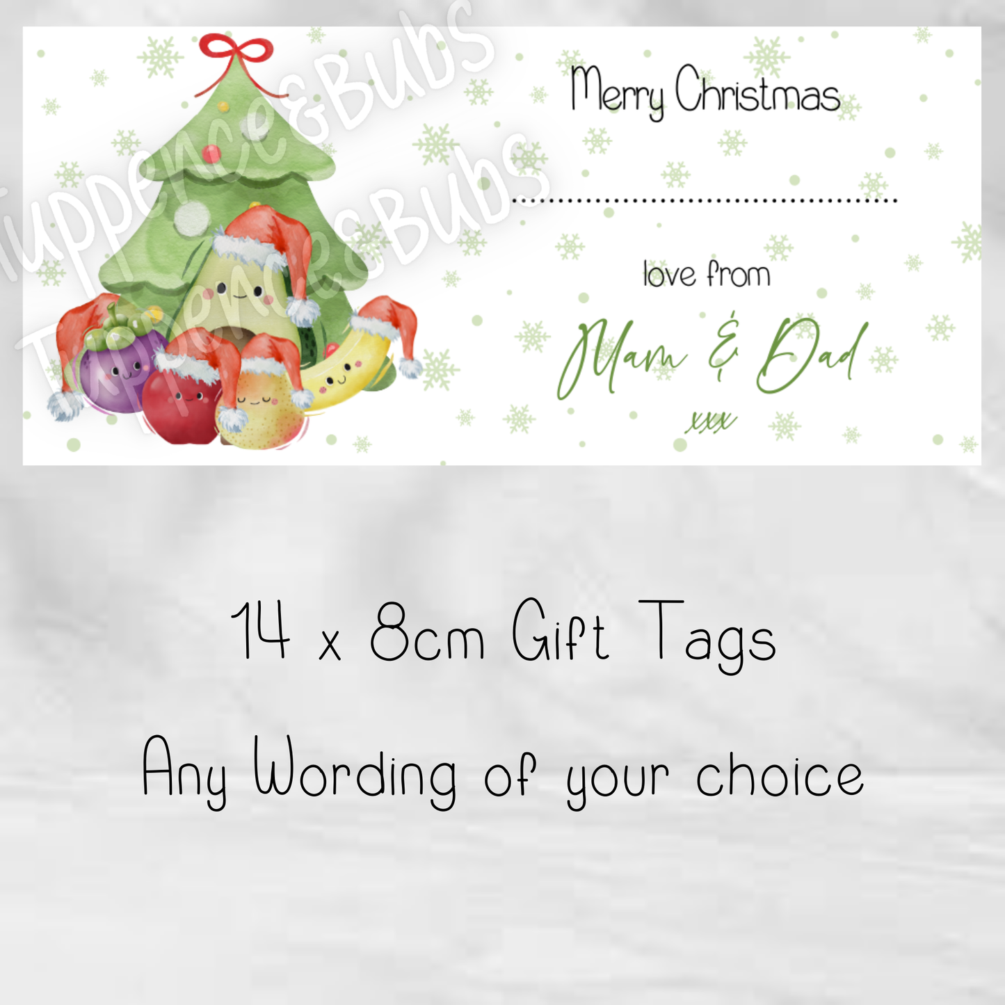 Dancing Fruit Inspired Christmas Labels