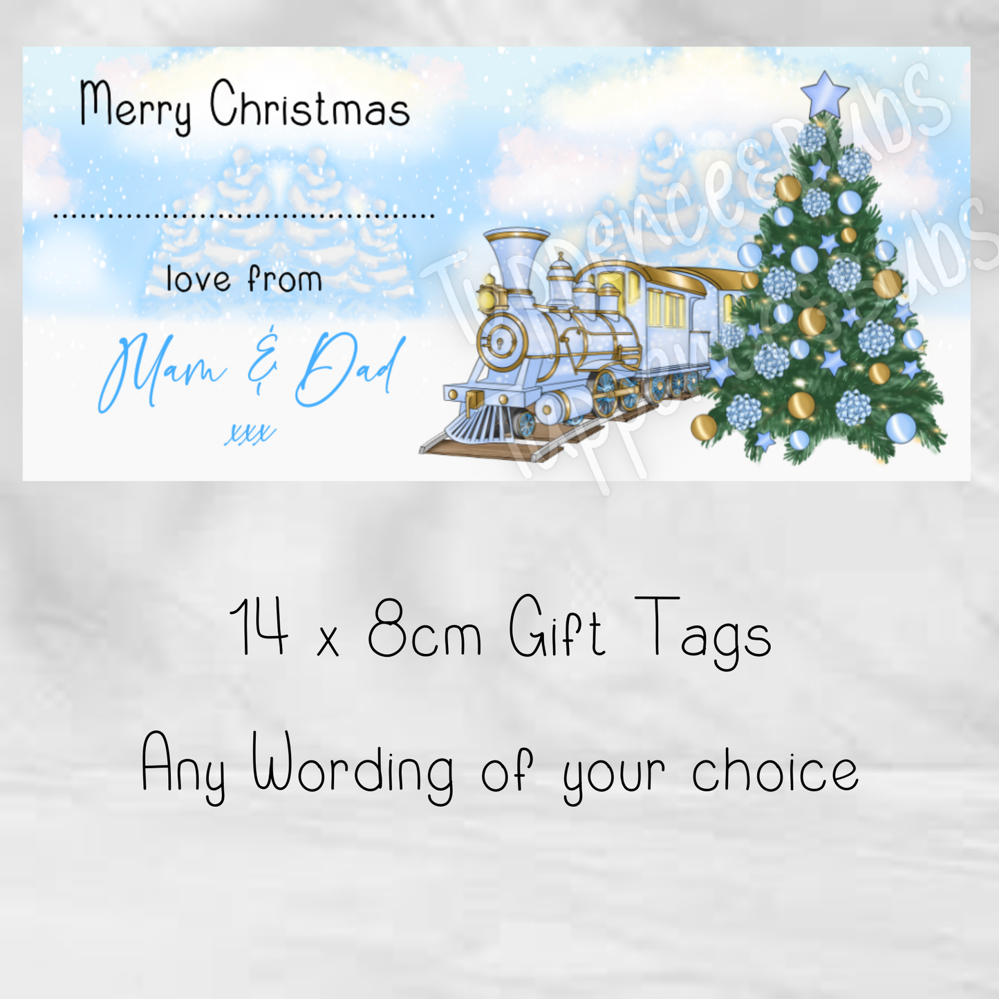 Blue Train Inspired Christmas Labels